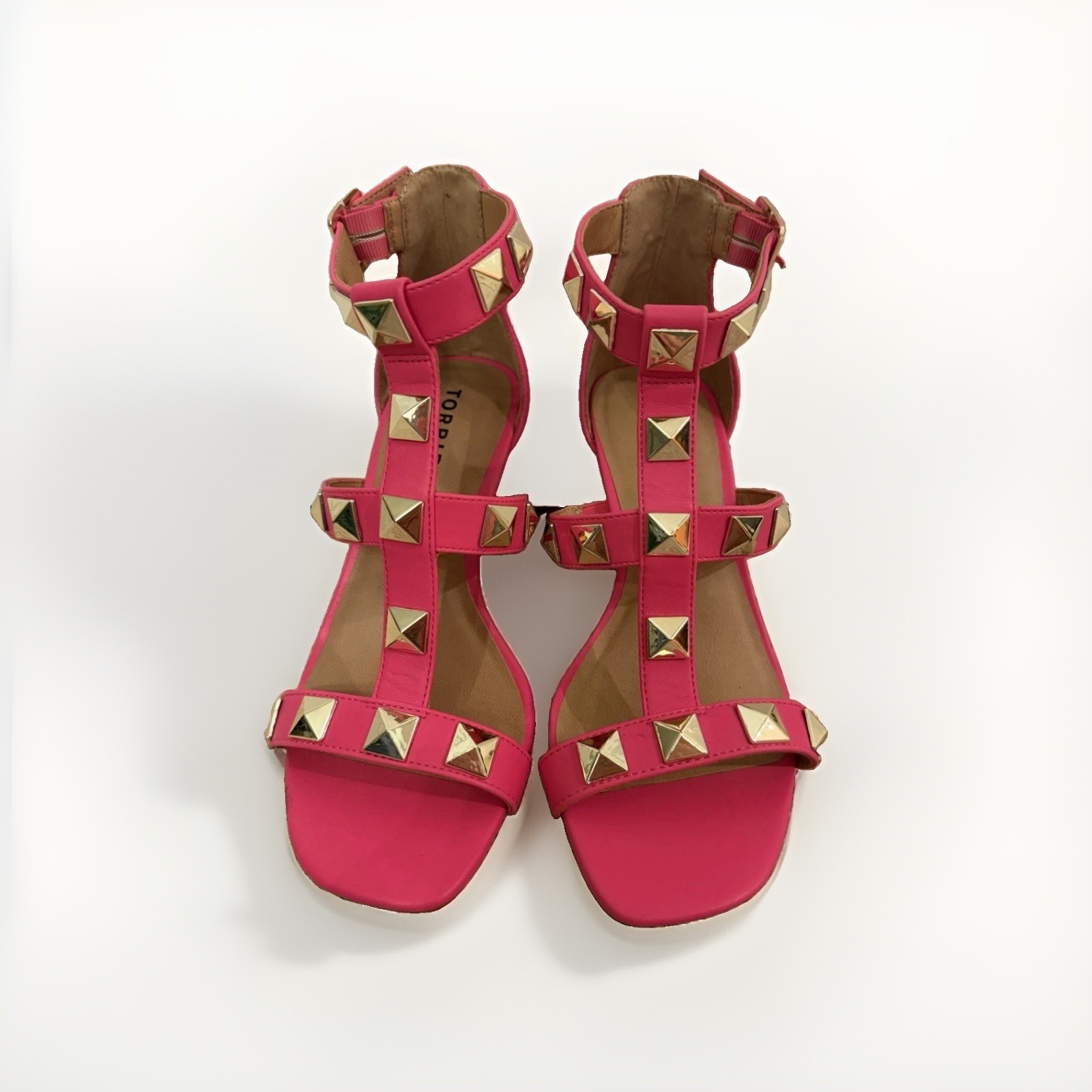 NWOT TORRID sz 6.5 Wide Width Hot Pink Gold Studded High Heel Strappy Sandals NWOT TORRID sz 6.5 Wide Width Hot Pink Gold Studded High Heel Strappy Sandals