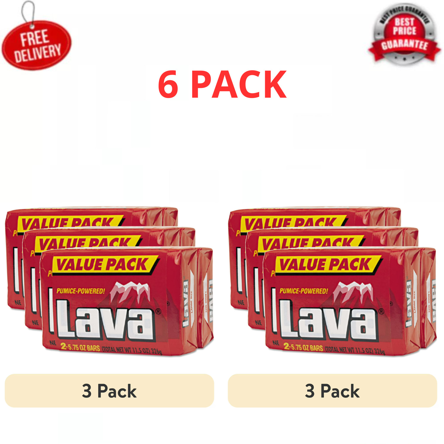 (6 pack) Lava Heavy-Duty Hand Cleaner Bar Soap, 5.75 oz (Twin Pack) (6 pack) Lava Heavy-Duty Hand Cleaner Bar Soap, 5.75 oz (Twin Pack)