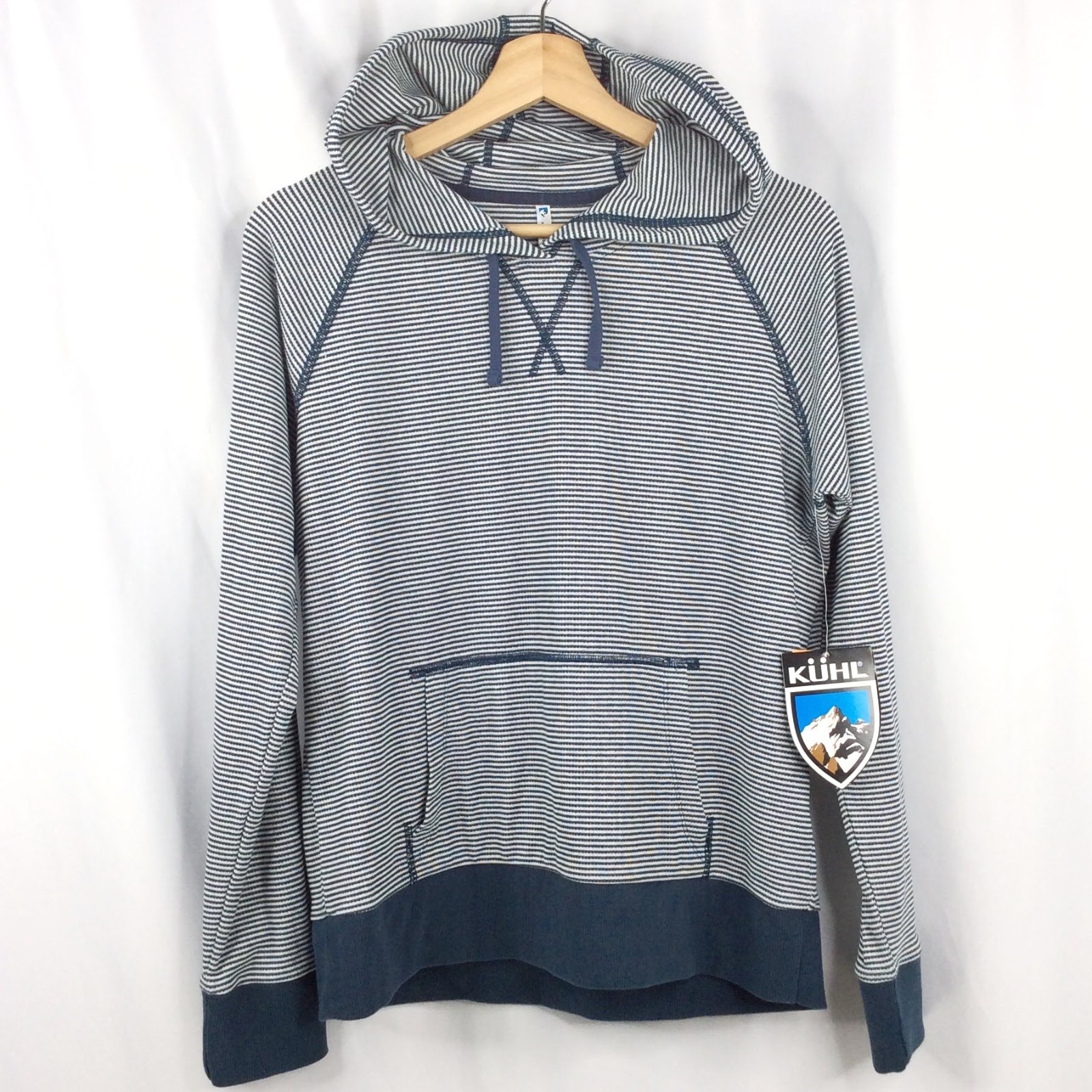 NWT Kuhl Hoodie Sweatshirt Top Women\'s Size Medium Blue White Striped NWT Kuhl Hoodie Sweatshirt Top Women\'s Size Medium Blue White Striped