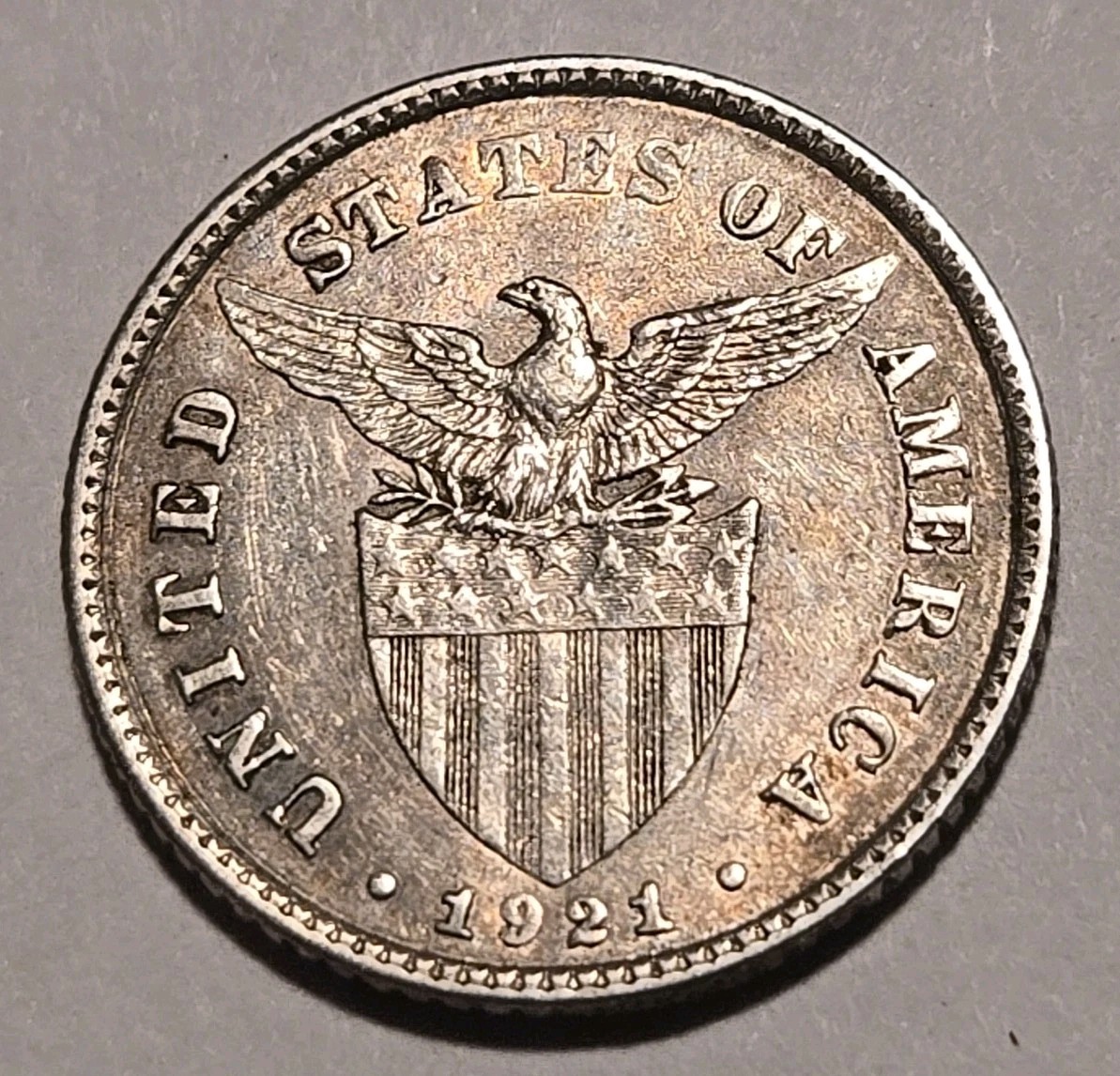 1921-M 🇵🇭 PHILIPPINES 🇺🇲 US Territory Twenty Centavos 20c 💎SILVER💎 Coin 