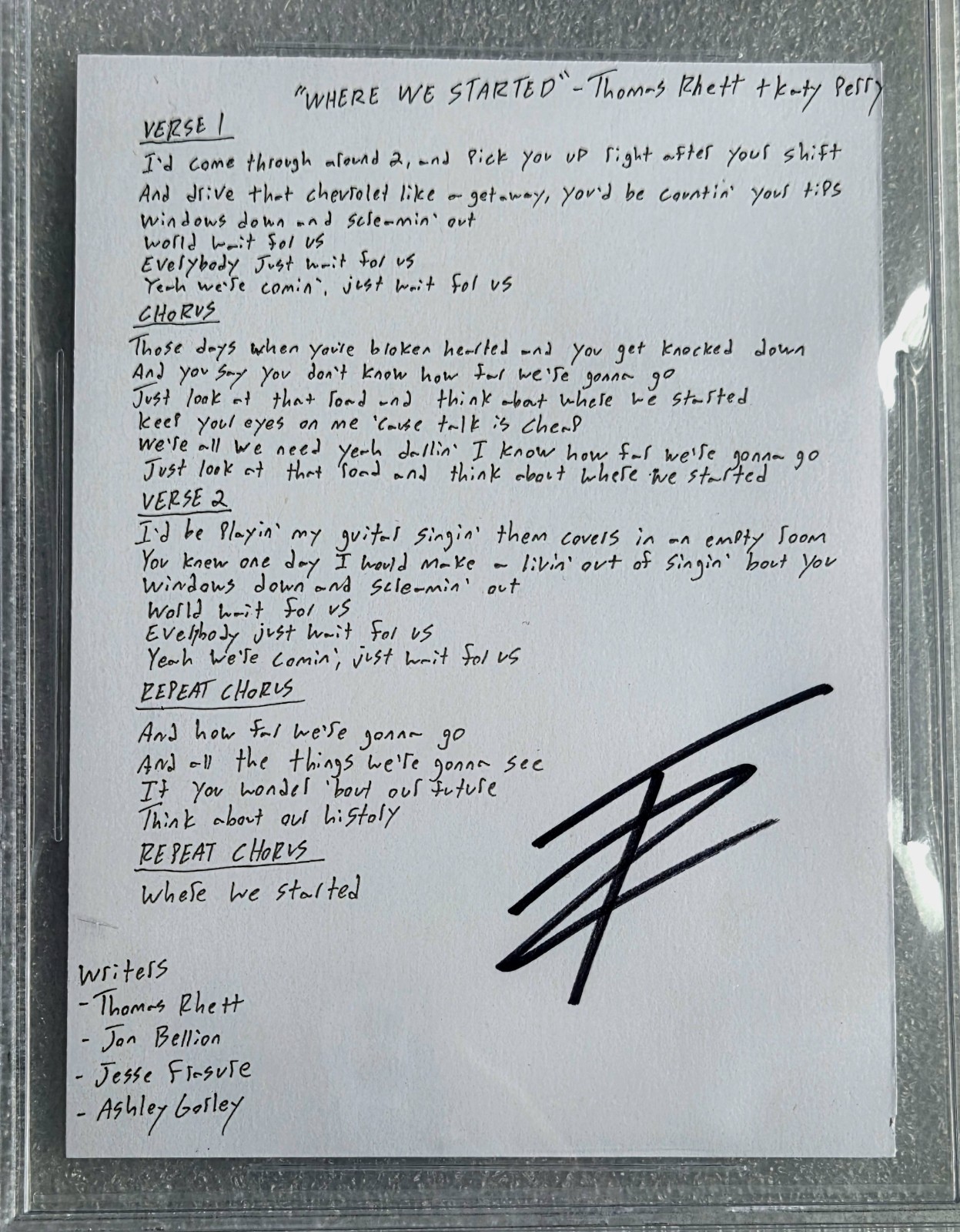 THOMAS RHETT SLABBED LYRICS AUTOGRAPHED BECKETT BAS COA SIGNED COUNTRY MUSIC