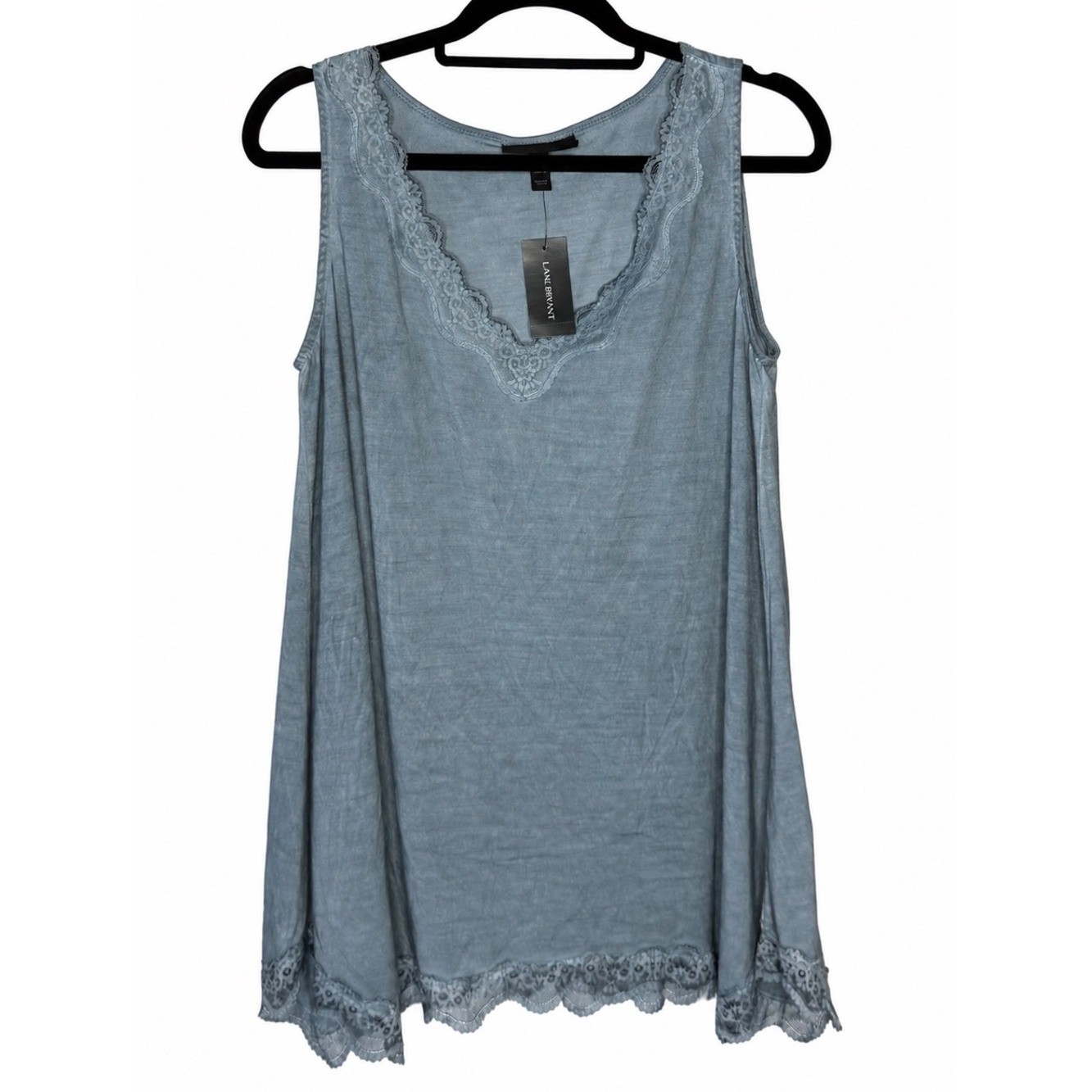 Lane Bryant Soft Blue Lace-Trim V-Neck Tank Women\'s Size 10/12 Lane Bryant Soft Blue Lace-Trim V-Neck Tank Women\'s Size 10/12