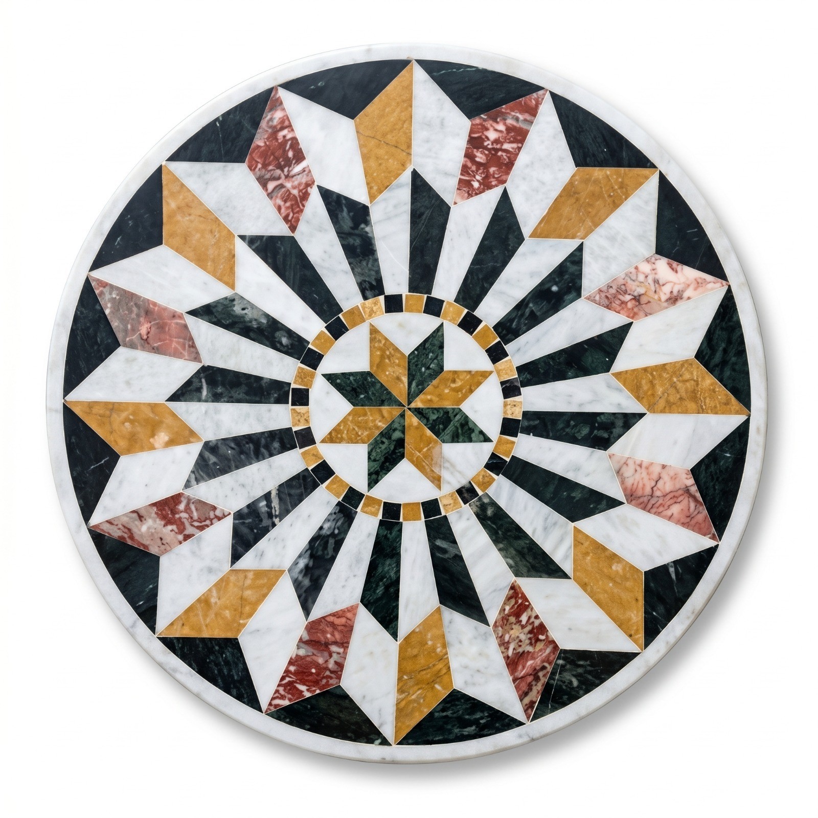 Marble Mosaic Medallion Floor Inlay Round Star Design Custom Stone Art