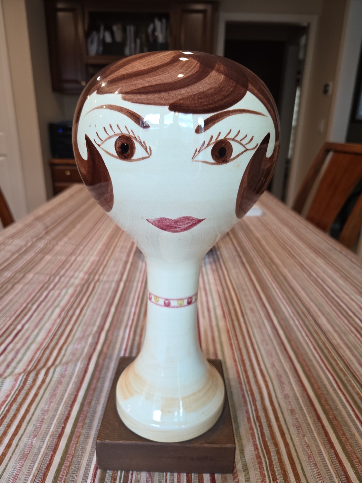 VTG MCM 1960s STANGL Wig Hat Mannequin Ceramic Sculpture Stand - Brunette Lady VTG MCM 1960s STANGL Wig Hat Mannequin Ceramic Sculpture Stand - Brunette Lady