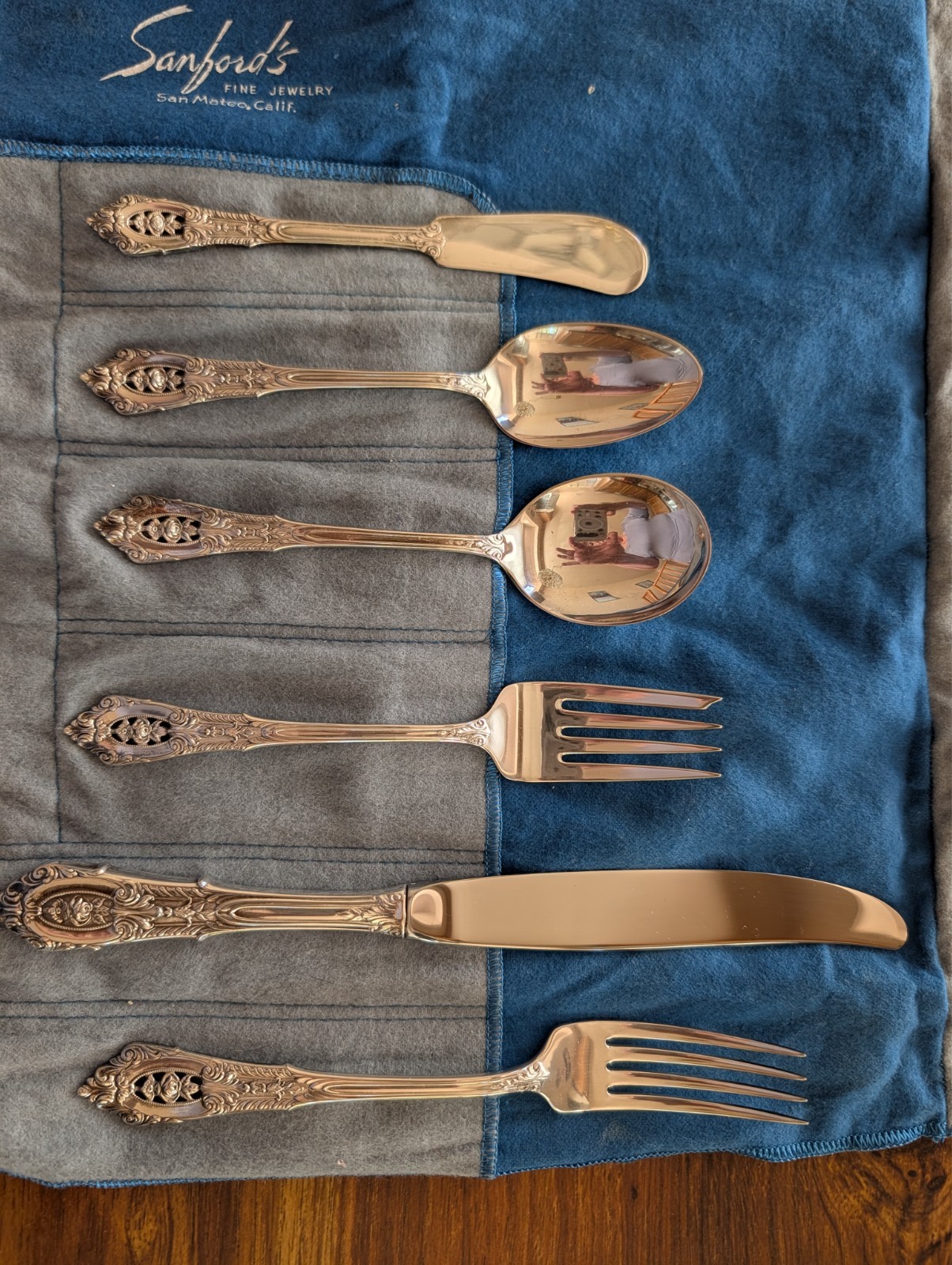 Vintage Wallace Rose Point Sterling Silver 6  Piece Flatware, 234 Grams Sterling
