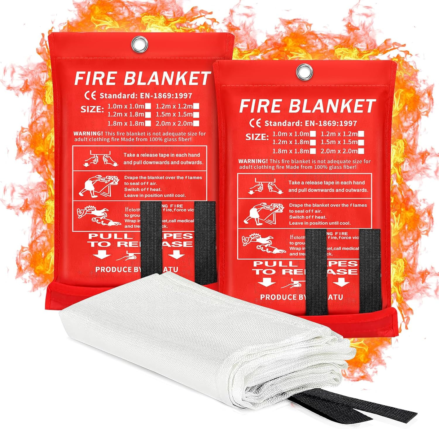 2024 Emergency Fire Blanket, 2 Pack Fire Extinguisher Blanket, Fire Suppression 