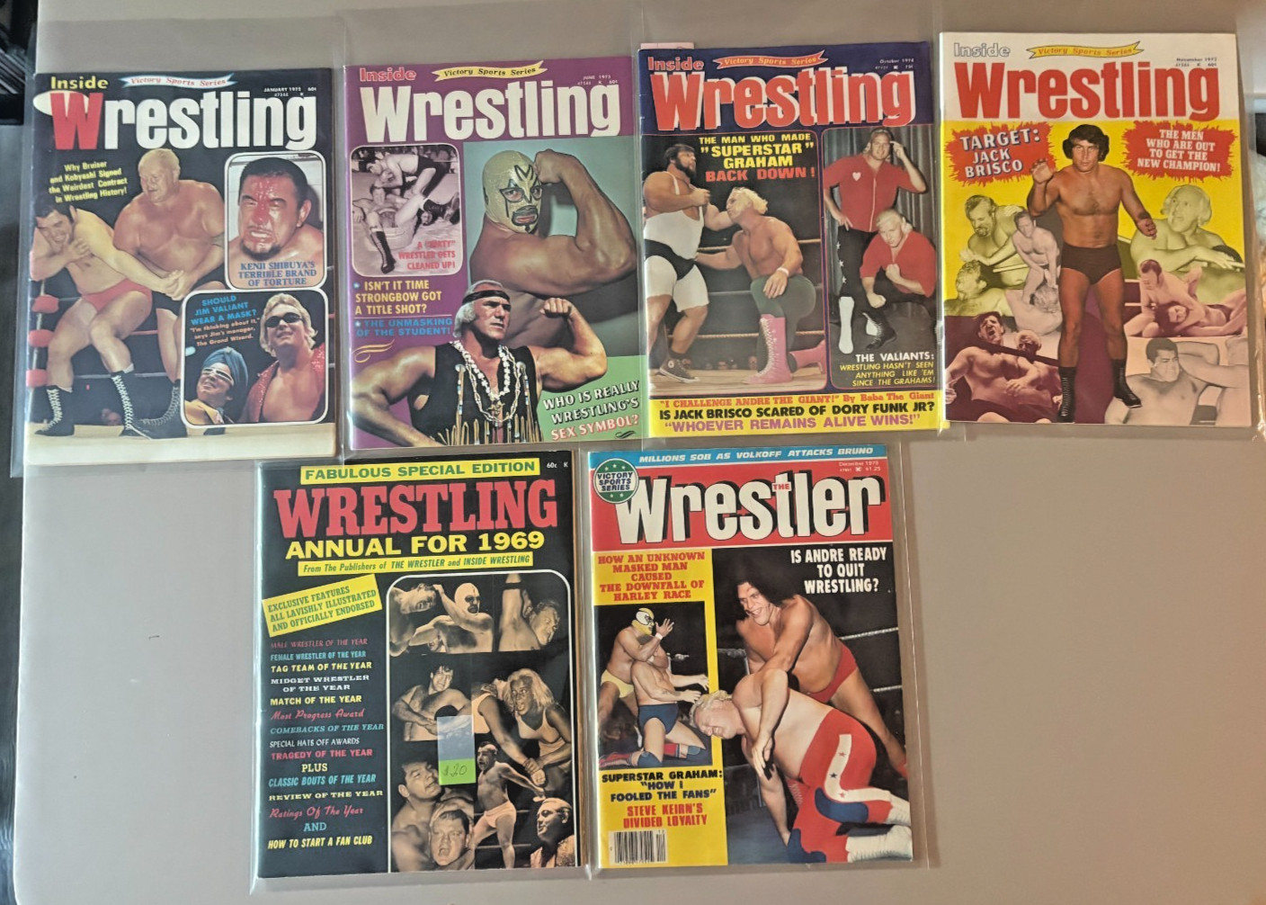 Wrestling Magazines Mixed LOT of 6-Inside Wrestling-1969 Annual-Andre the Giant Wrestling Magazines Mixed LOT of 6-Inside Wrestling-1969 Annual-Andre the Giant