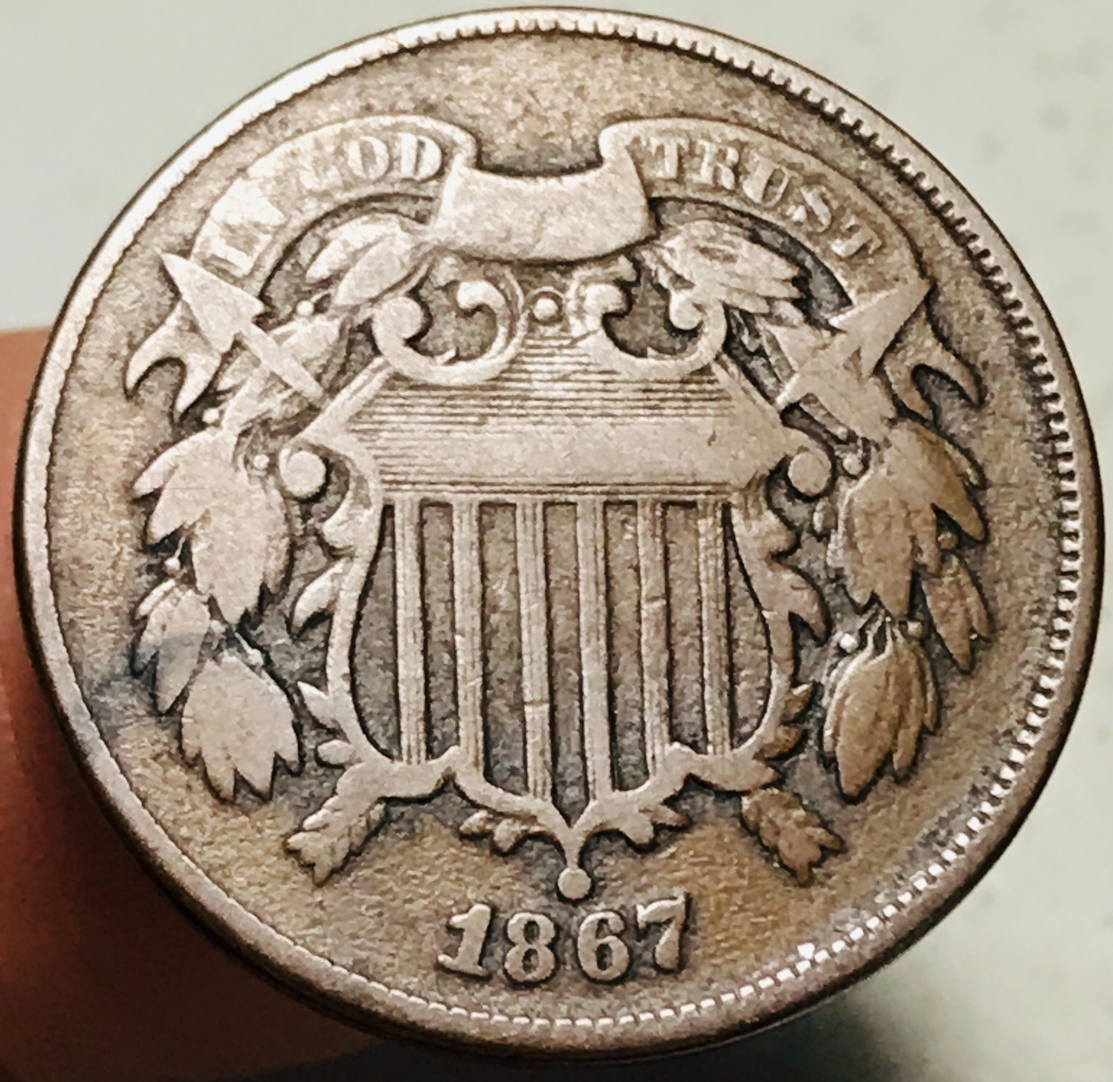 1867 Two Cent Piece 2C Ungraded Choice DOUBLE DIE OBVERSE US Copper Coin CC28221 1867 Two Cent Piece 2C Ungraded Choice DOUBLE DIE OBVERSE US Copper Coin CC28221