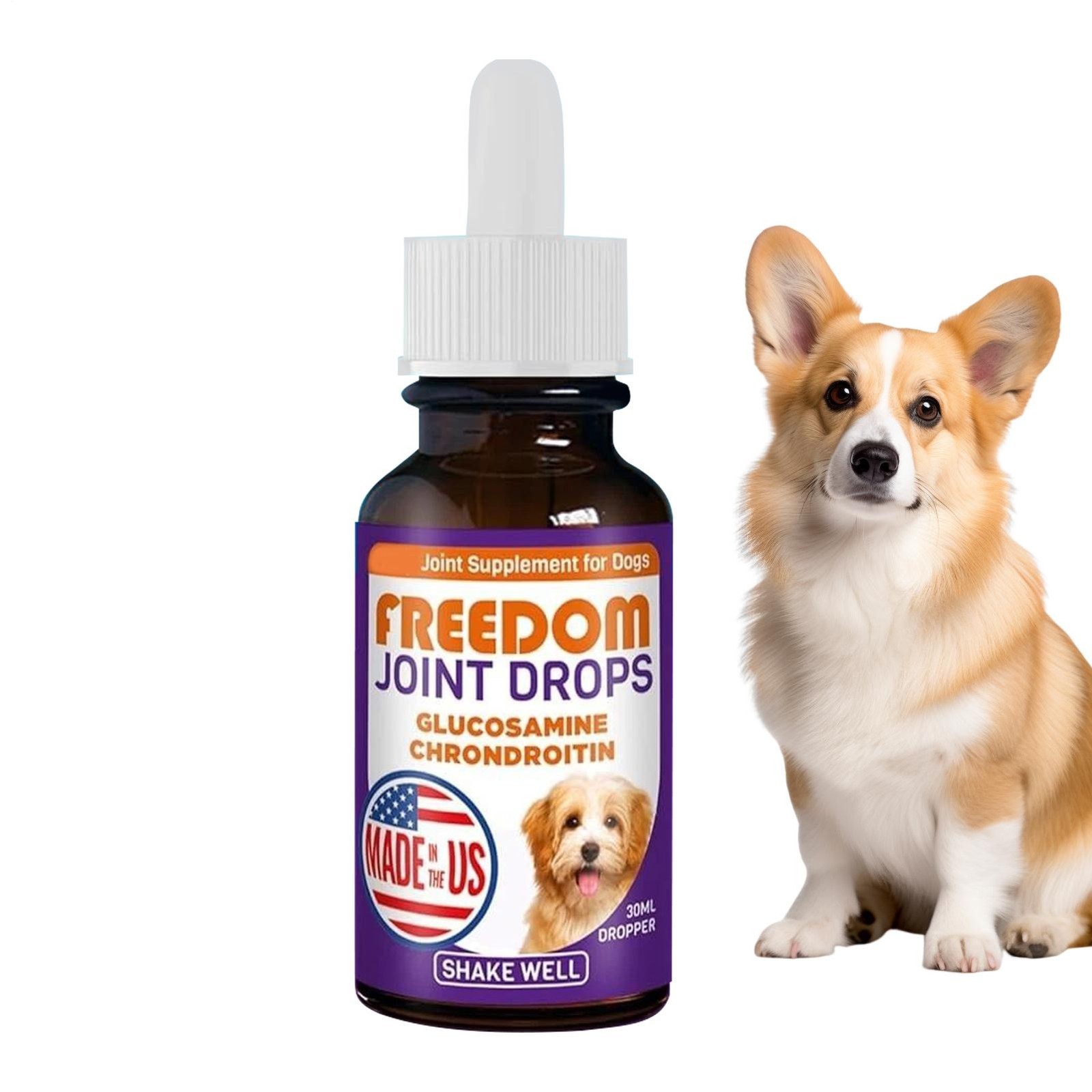 30ml Freedom Joint Drops For Dogs , Glucosamine, & Chondroitin, Upgraded Version