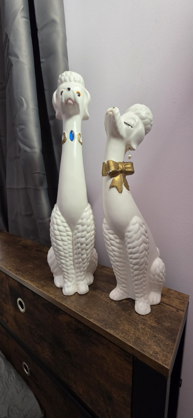 VINTAGE 1950s NAPCOWARE SET TWO WHITE POODLE FIGURINE \