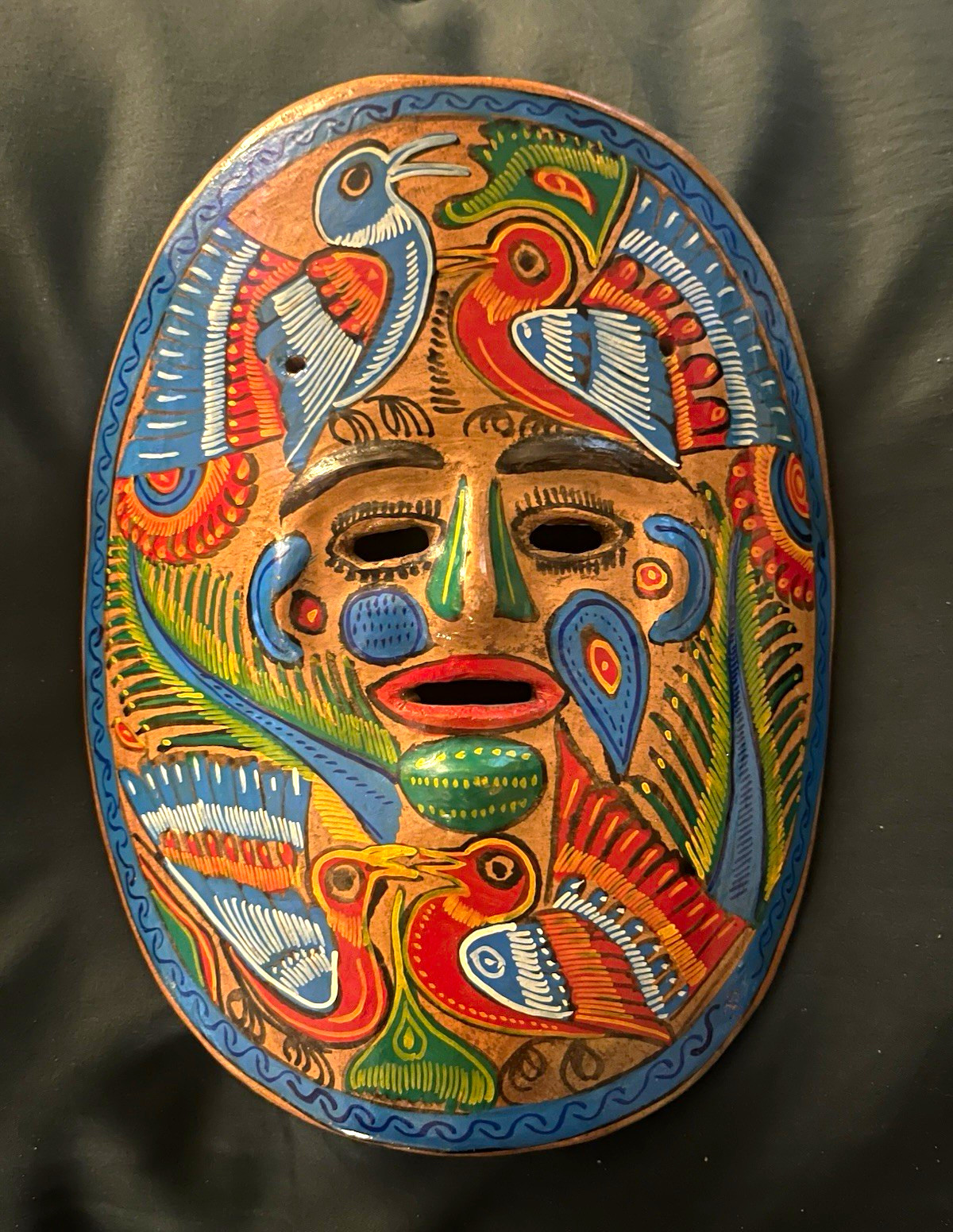 Aztec-Style Mexican Clay Mask – Vintage / Age & Origin Unknown Aztec-Style Mexican Clay Mask – Vintage / Age & Origin Unknown