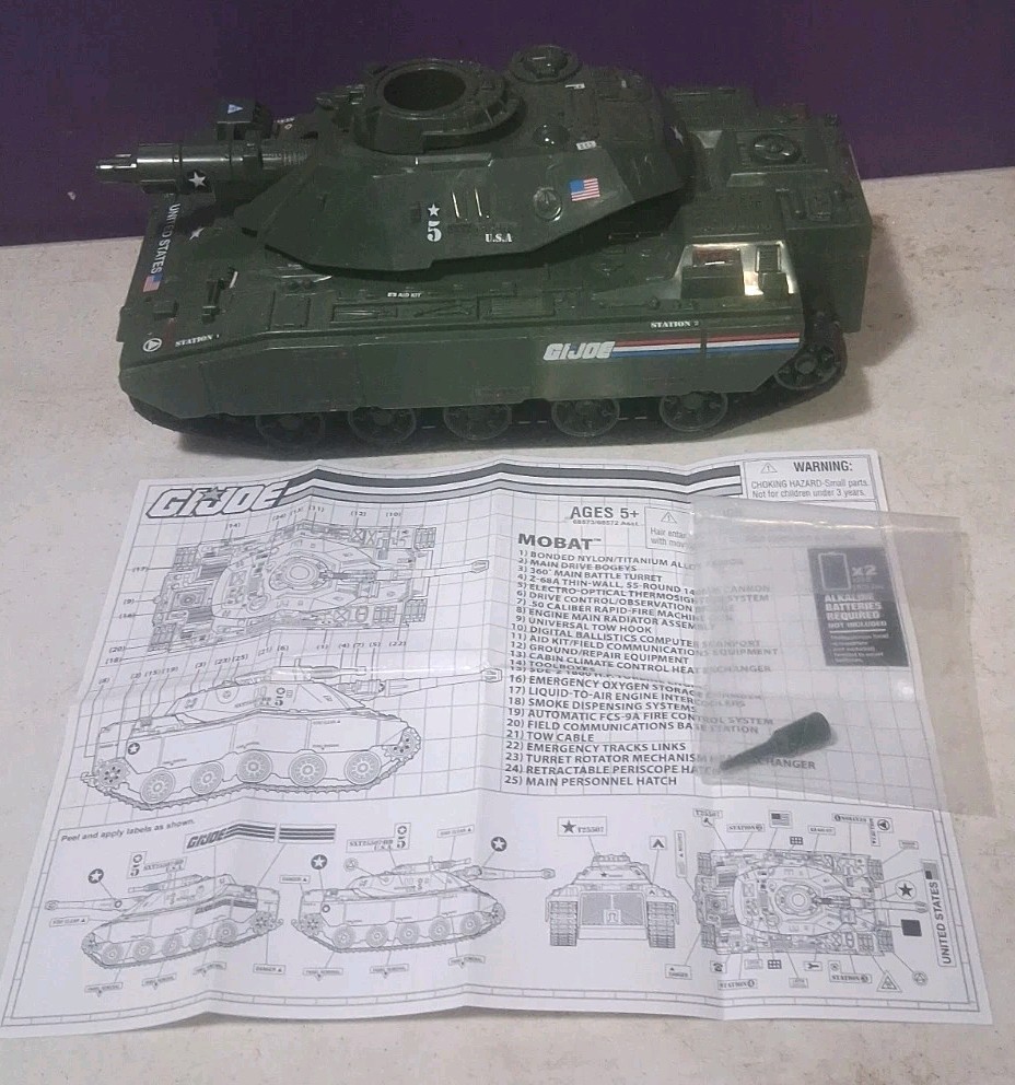 1998 Vintage GI Joe Motorized MOBAT Tank Vehicle Hasbro With Instructions 1998 Vintage GI Joe Motorized MOBAT Tank Vehicle Hasbro With Instructions