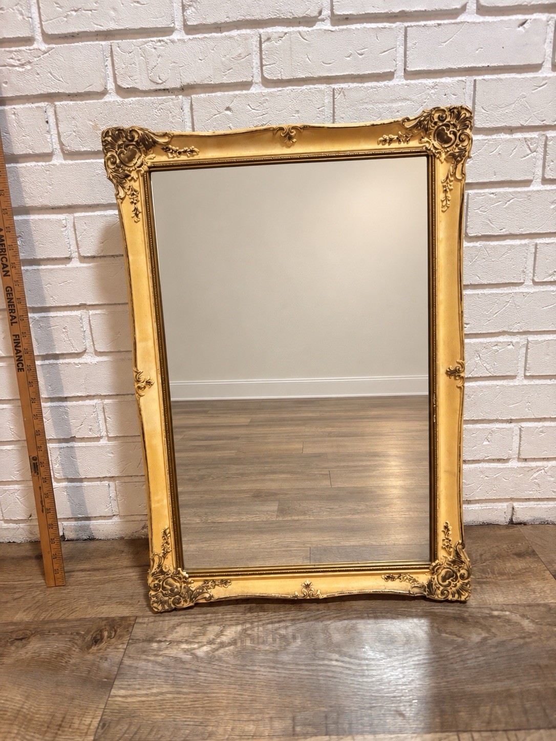 Rare Vintage 70s Gold Ornate Mirrored Medicine Cabinet Wall Mount Baroque Rococo