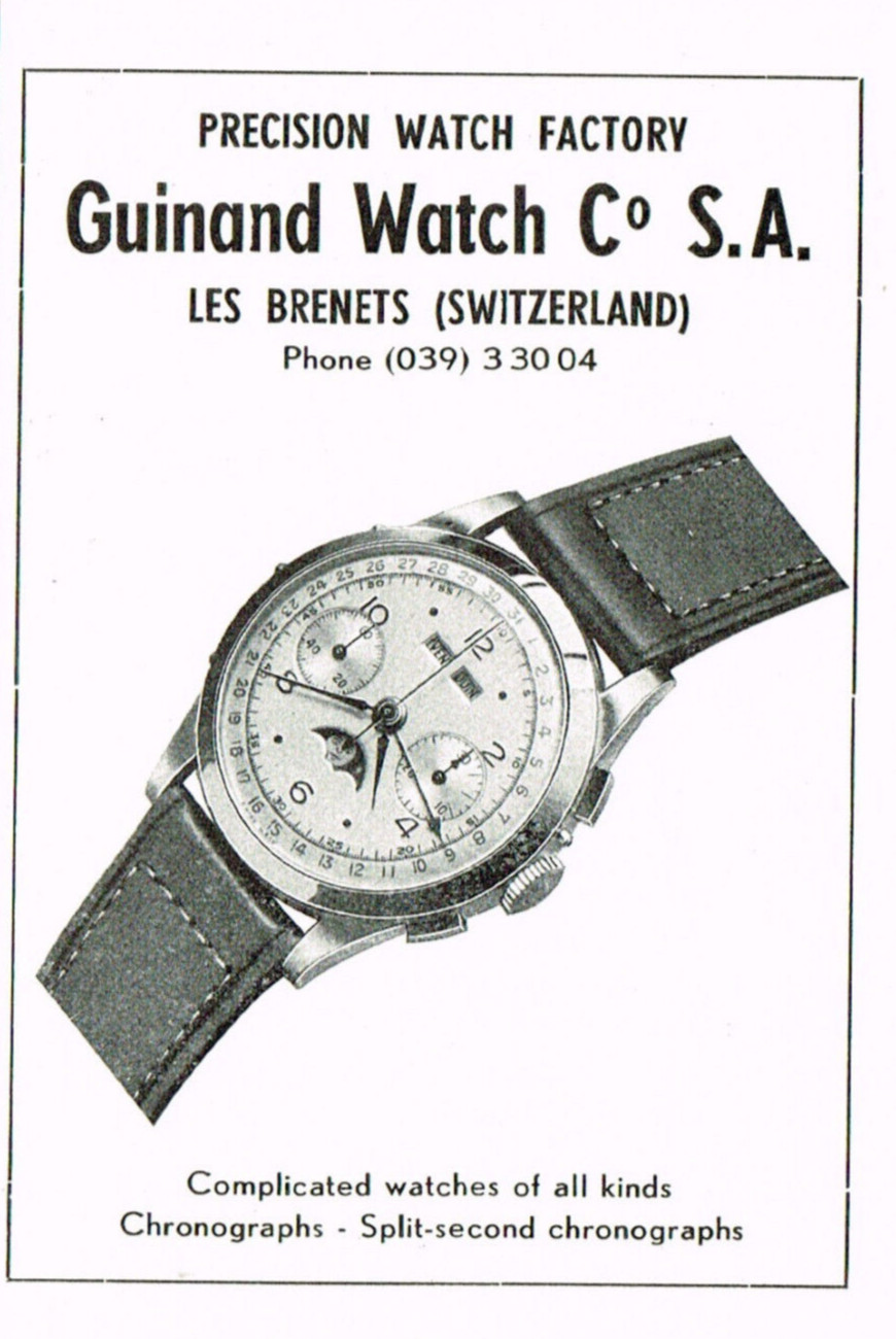 Scarce 1950s Vintage Guinand Swiss Watch Mid Century Advertising