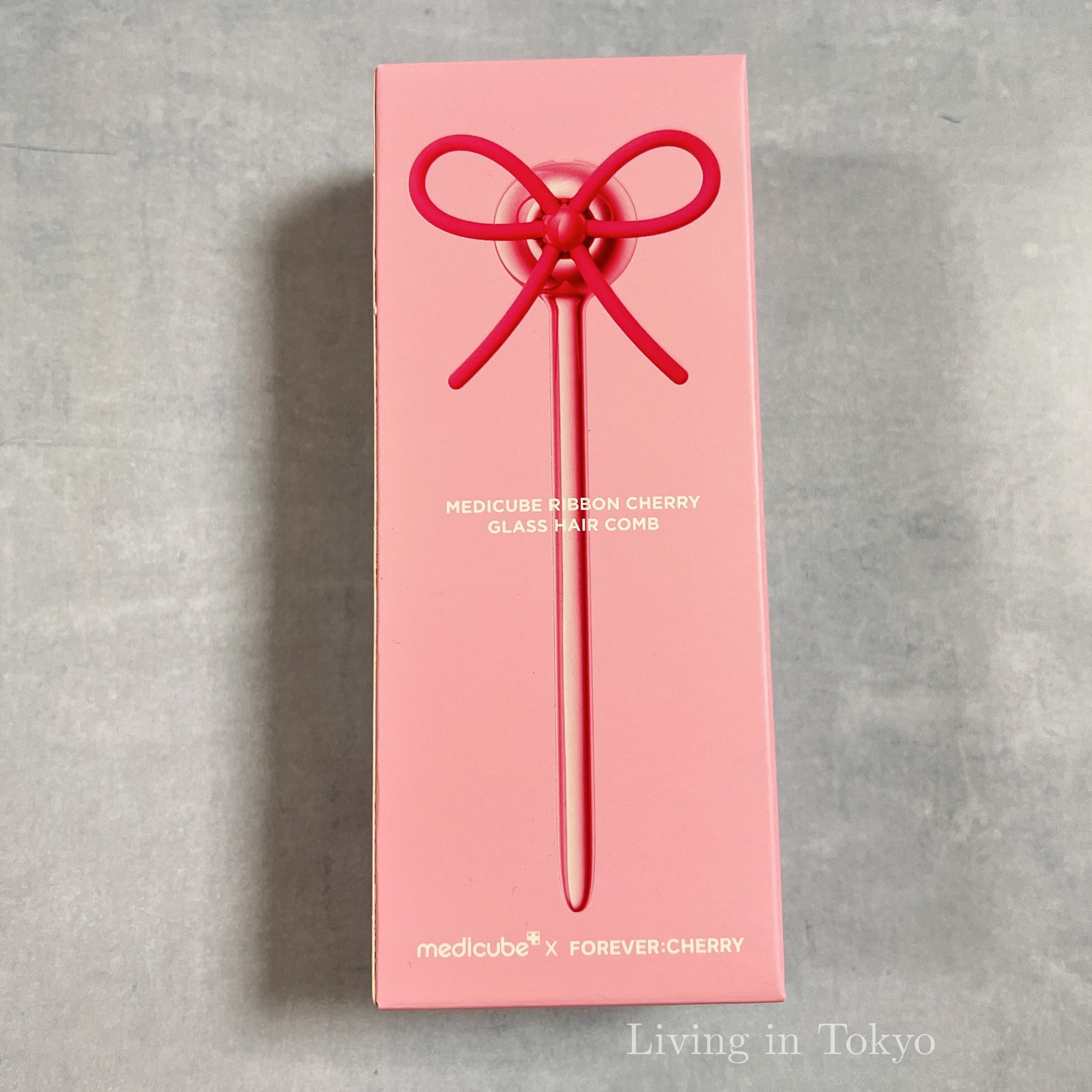 medicube x FOREVER CHERRY Ribbon Cherry Glass Hair Comb Pink Limited Edition