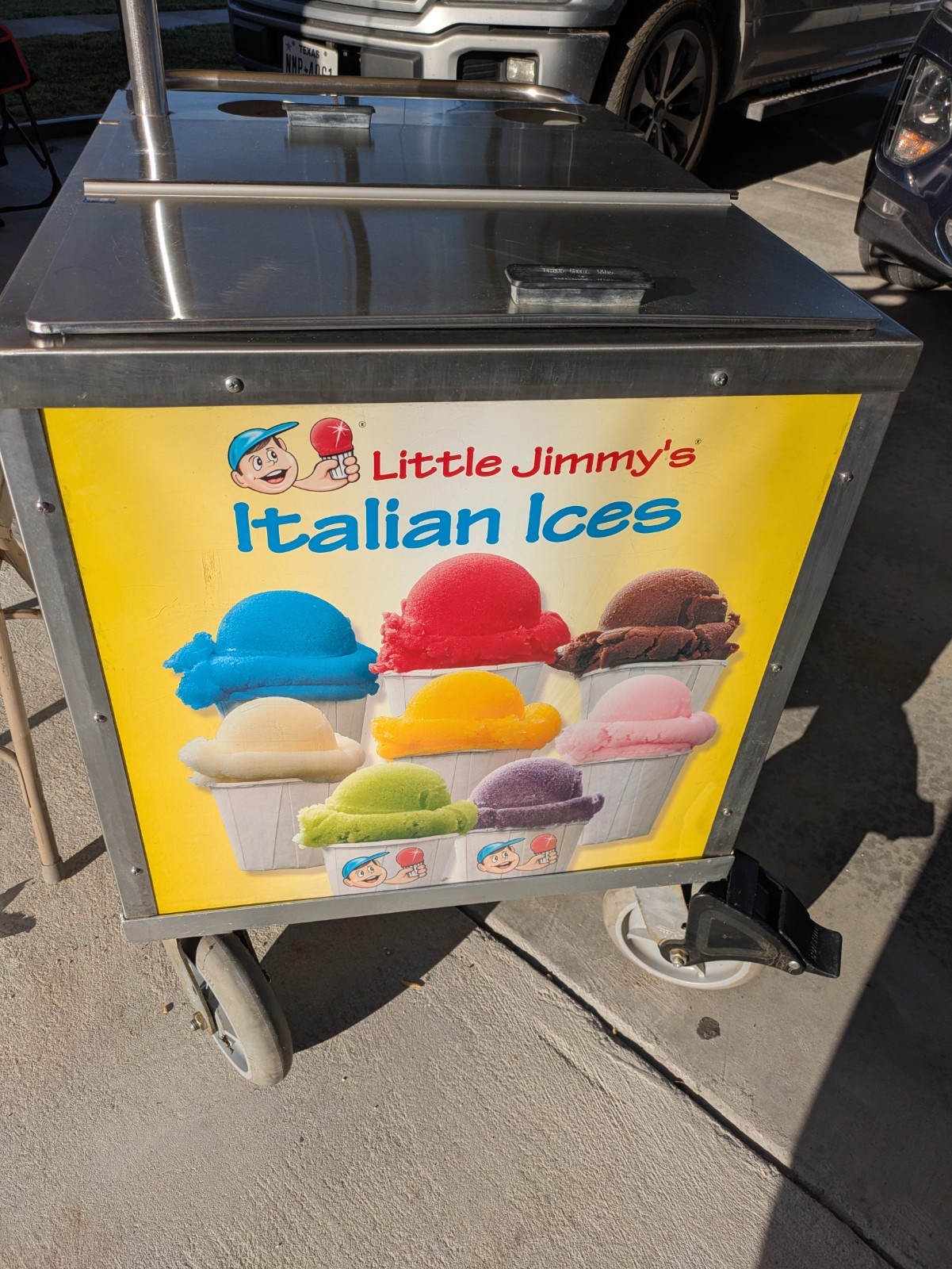 Little Jimmy\'s Italian Ice Commercial Push Cart w/ Umbrella Local Pickup