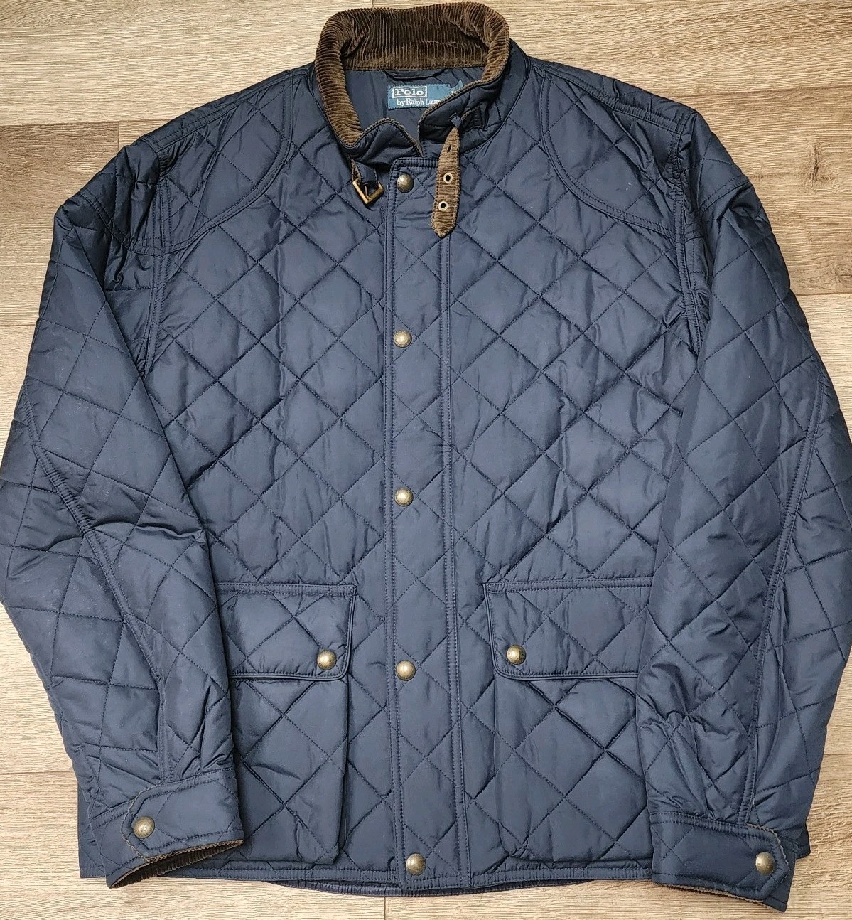 VTG Polo Ralph Lauren Gentleman Club Quilted Jacket Mens XL Suede Collar Buckle
