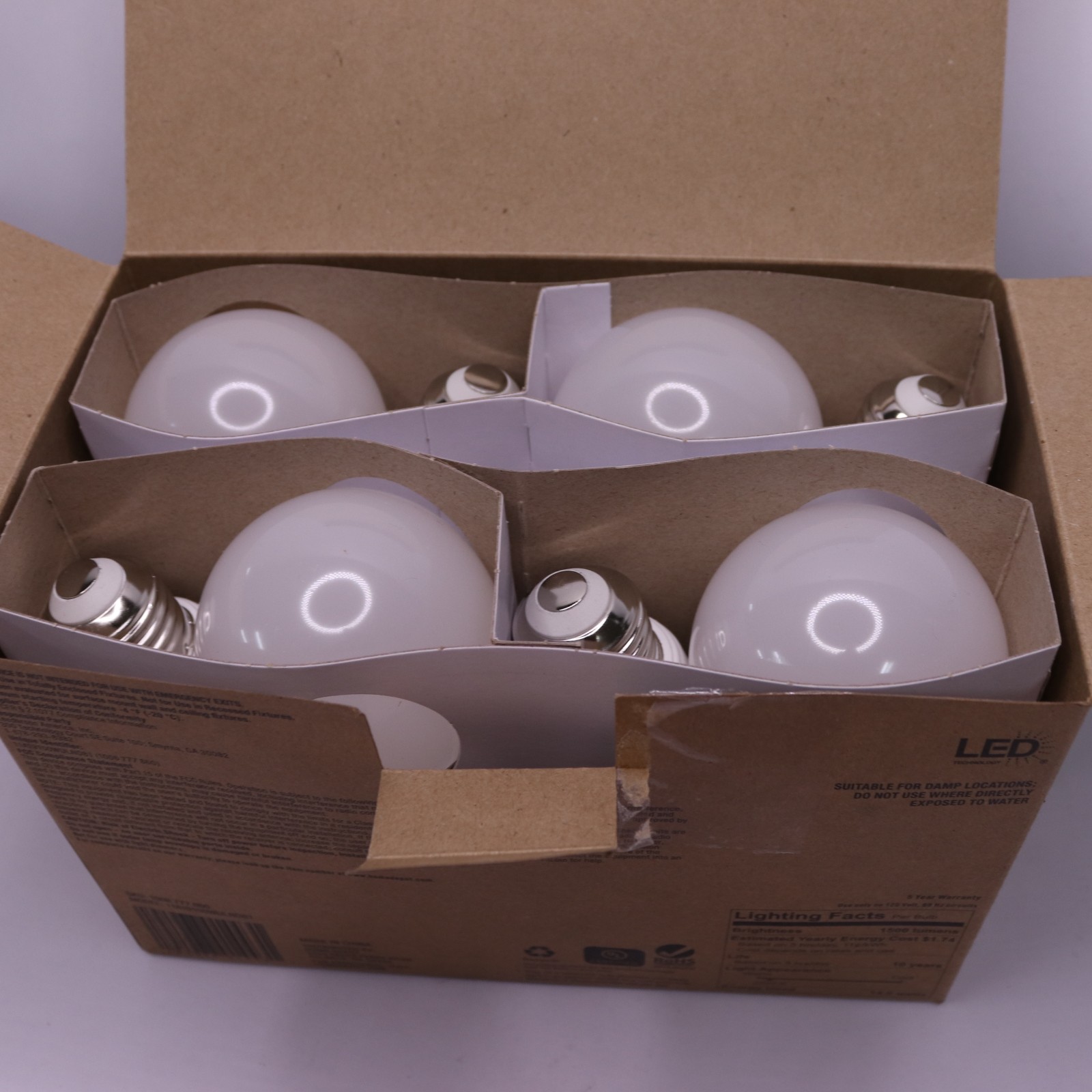 (8-Pk) Non-Dimmable LED Light Bulb Soft White Equivalent A19 100W 1006777860