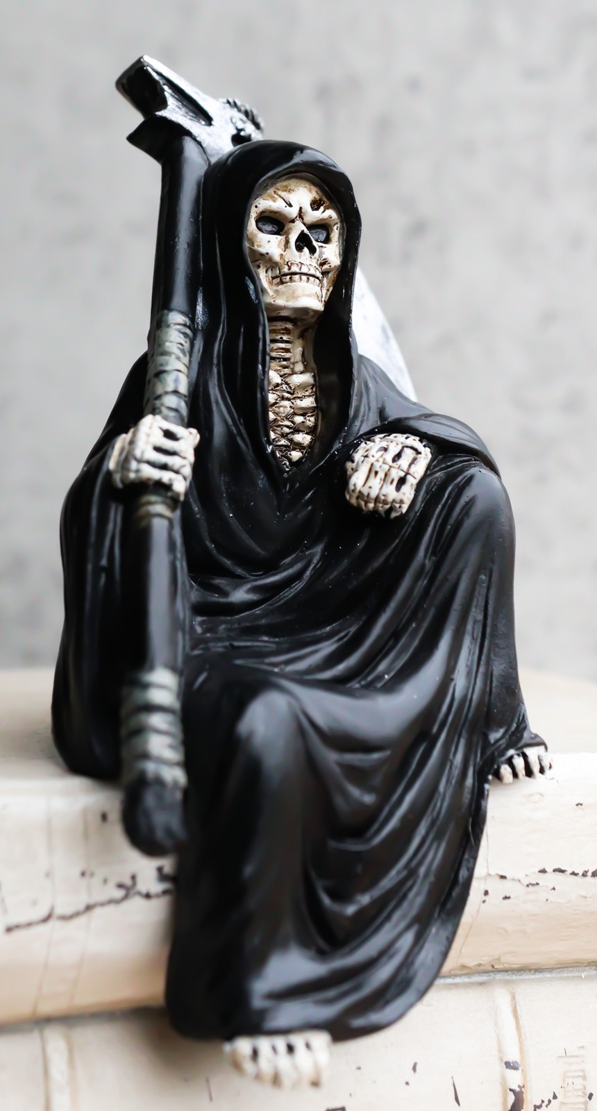 Death On The Shelf Gothic Grim Reaper With Scythe Sitting Shelf Sitter Figurine Death On The Shelf Gothic Grim Reaper With Scythe Sitting Shelf Sitter Figurine
