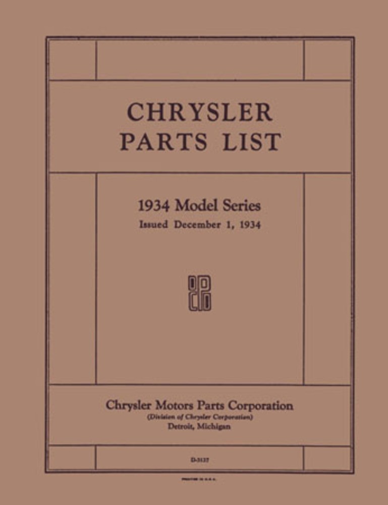 1934 Chrysler All Models Parts Book