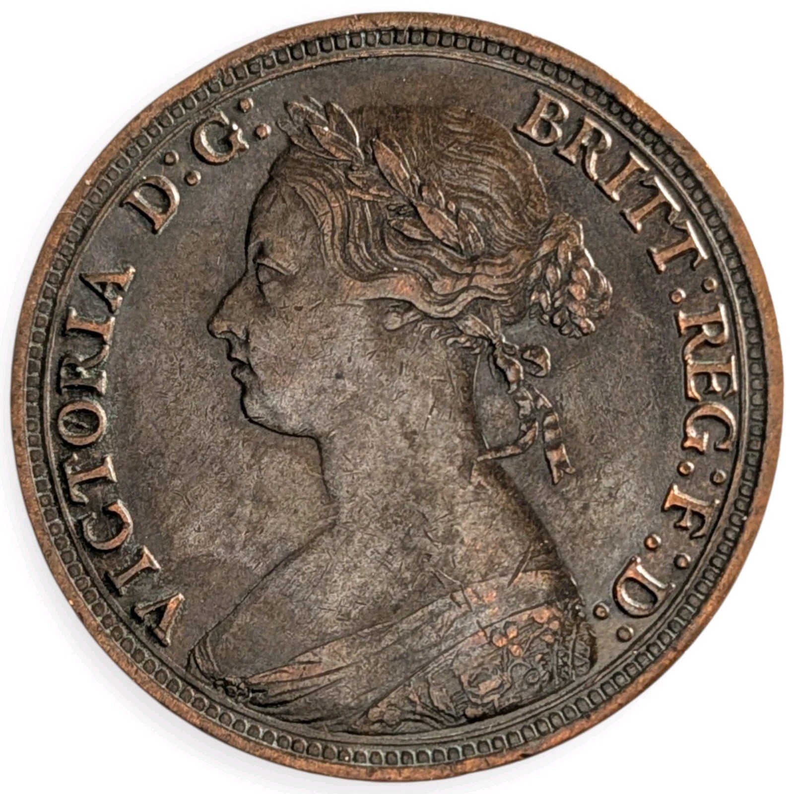1880 Great Britain UK Bronze 1/2 Half Penny Queen Victoria Coin 12L