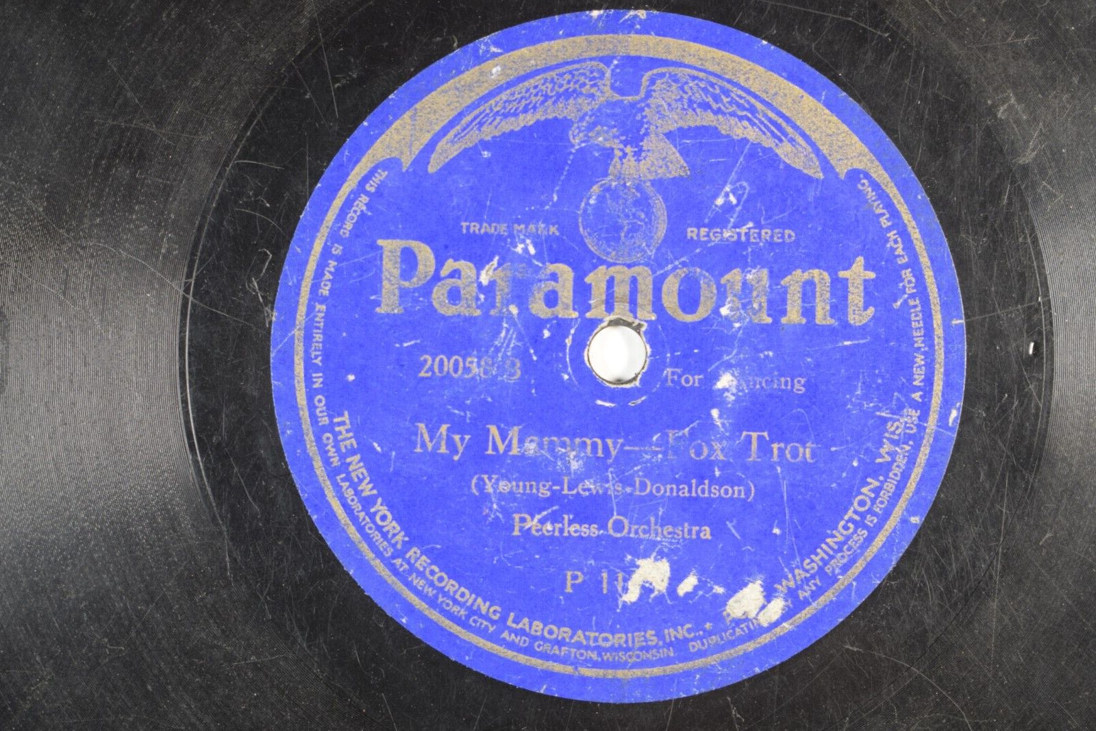 Peerles Orch - 78 RPM Paramount - My Mammy L43