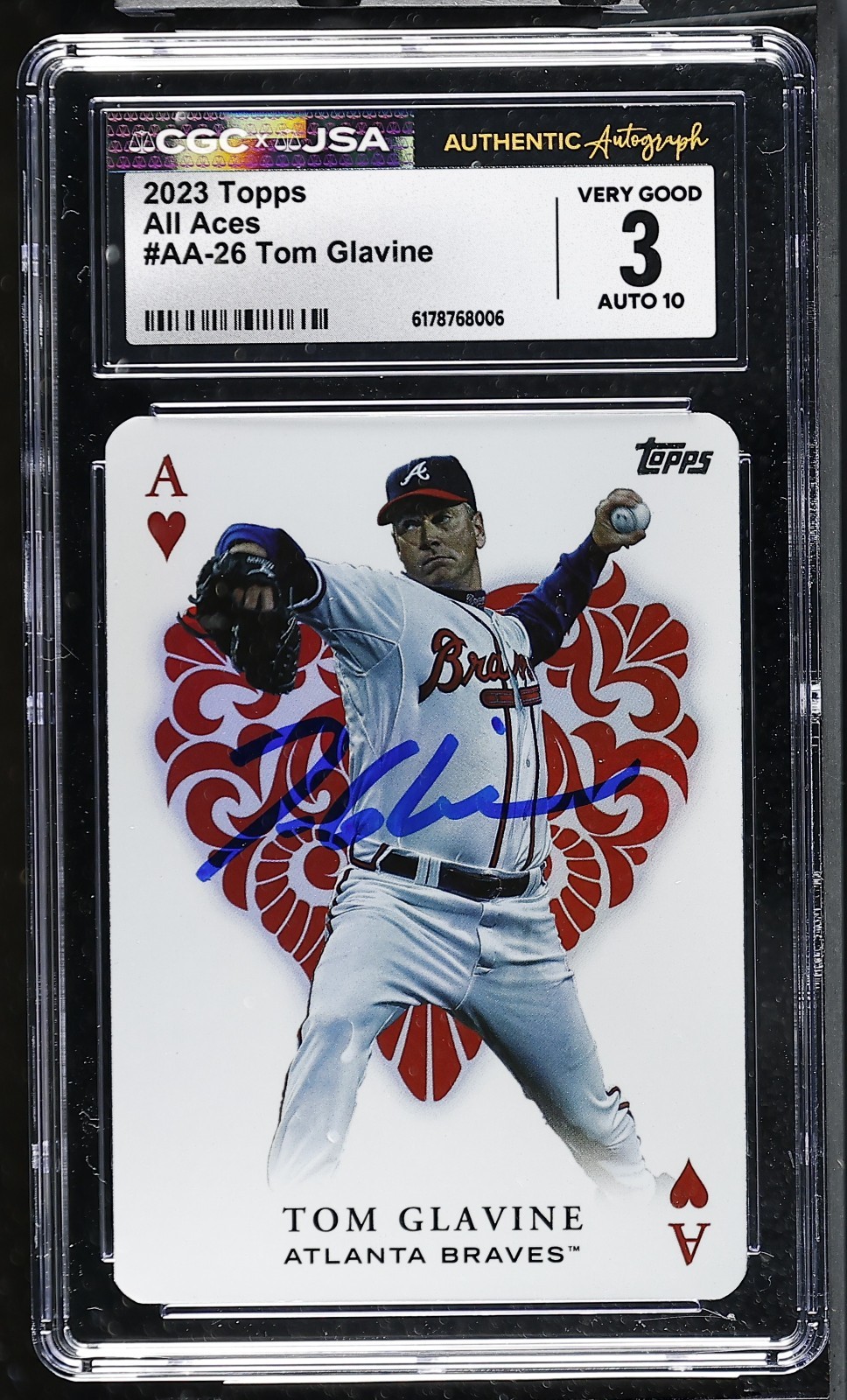 Tom Glavine 2023 Topps All Aces Card #AA-26 CGC JSA 3 Auto 10 #6178768006