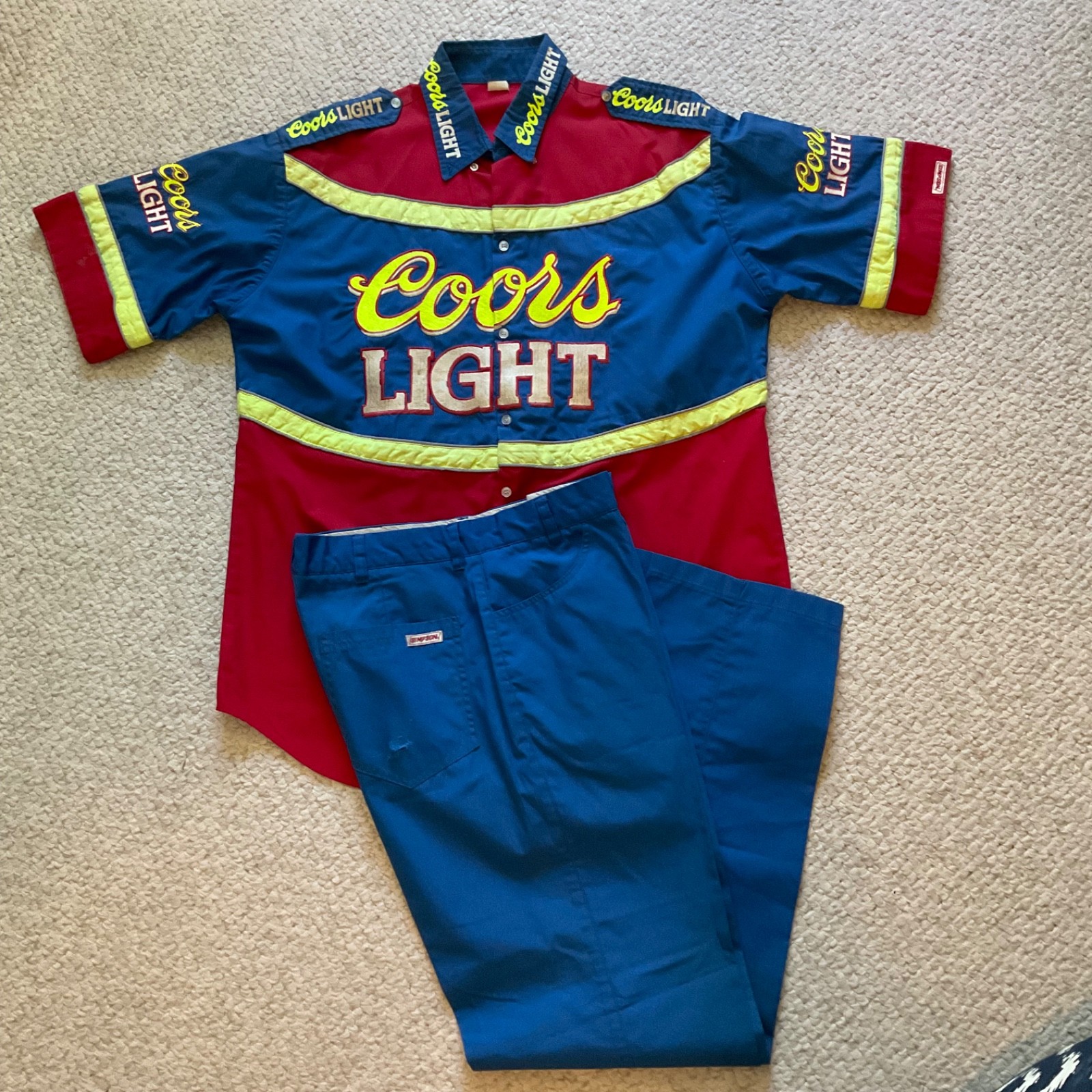 Nascar Kyle Petty 1996 Coors Light Pit Crew Uniform Shirt and Pants Nascar Kyle Petty 1996 Coors Light Pit Crew Uniform Shirt and Pants