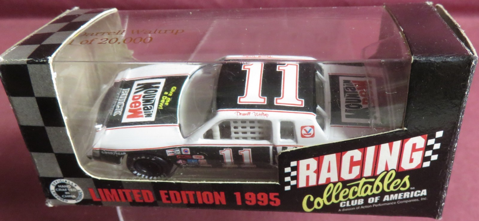 DARRELL WALTRIP, #11, MOUNTAIN DEW, 1/64 RCCA-ACTION BUICK, MADE IN 1995 DARRELL WALTRIP, #11, MOUNTAIN DEW, 1/64 RCCA-ACTION BUICK, MADE IN 1995