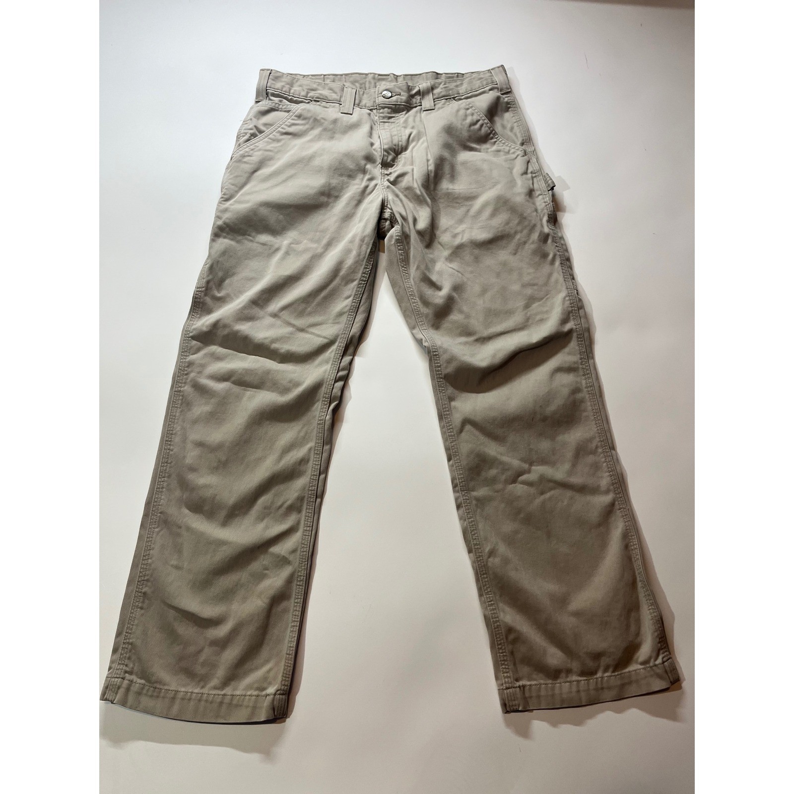 Carhartt Carpenter Pants Men\'s 36x30 Tan Canvas Loose Fit Workwear Dungaree Carhartt Carpenter Pants Men\'s 36x30 Tan Canvas Loose Fit Workwear Dungaree
