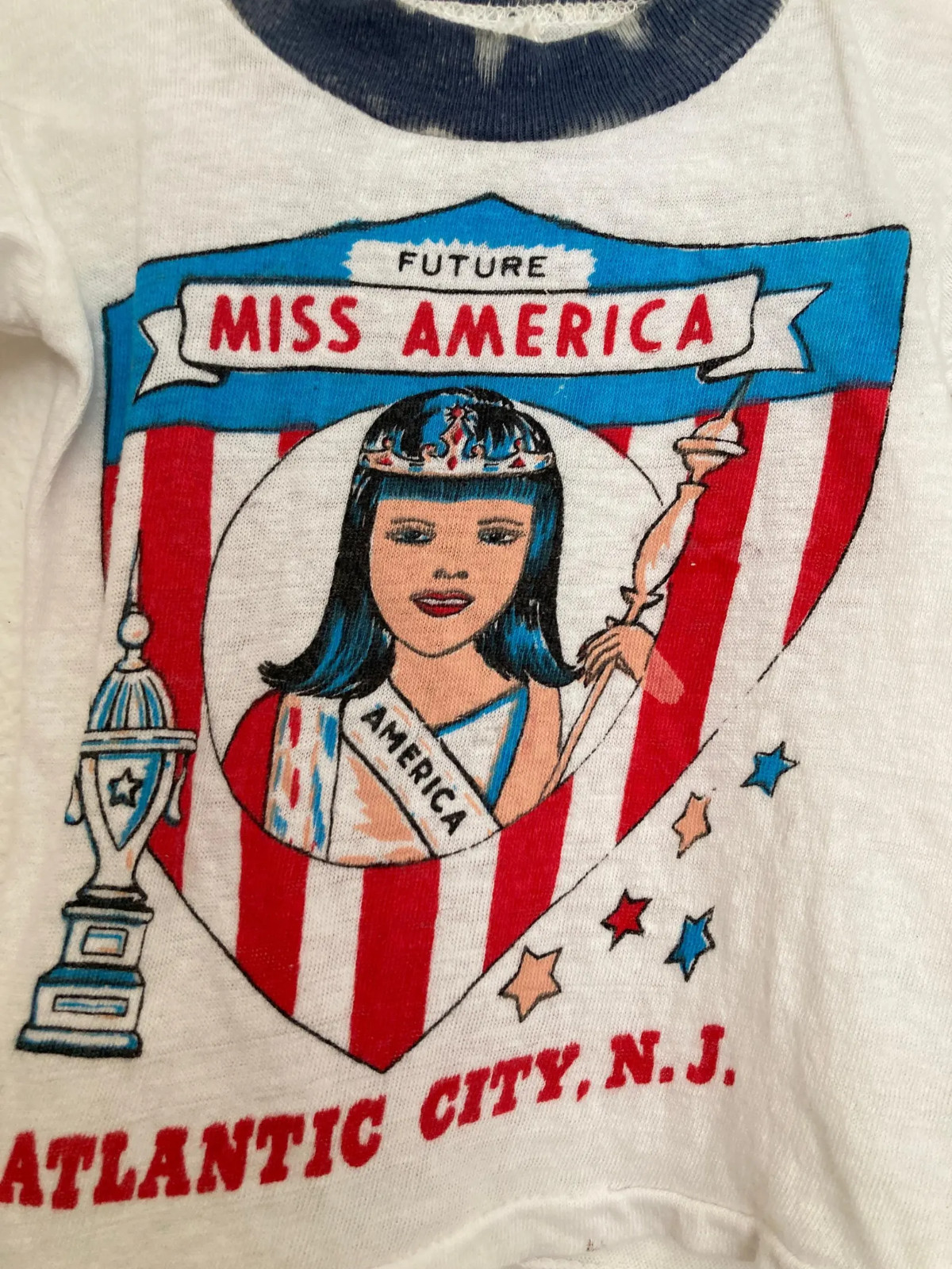 60\'s 70\'s Vtg toddler Future Miss America Atlantic City New Jersey ringer tee 60\'s 70\'s Vtg toddler Future Miss America Atlantic City New Jersey ringer tee