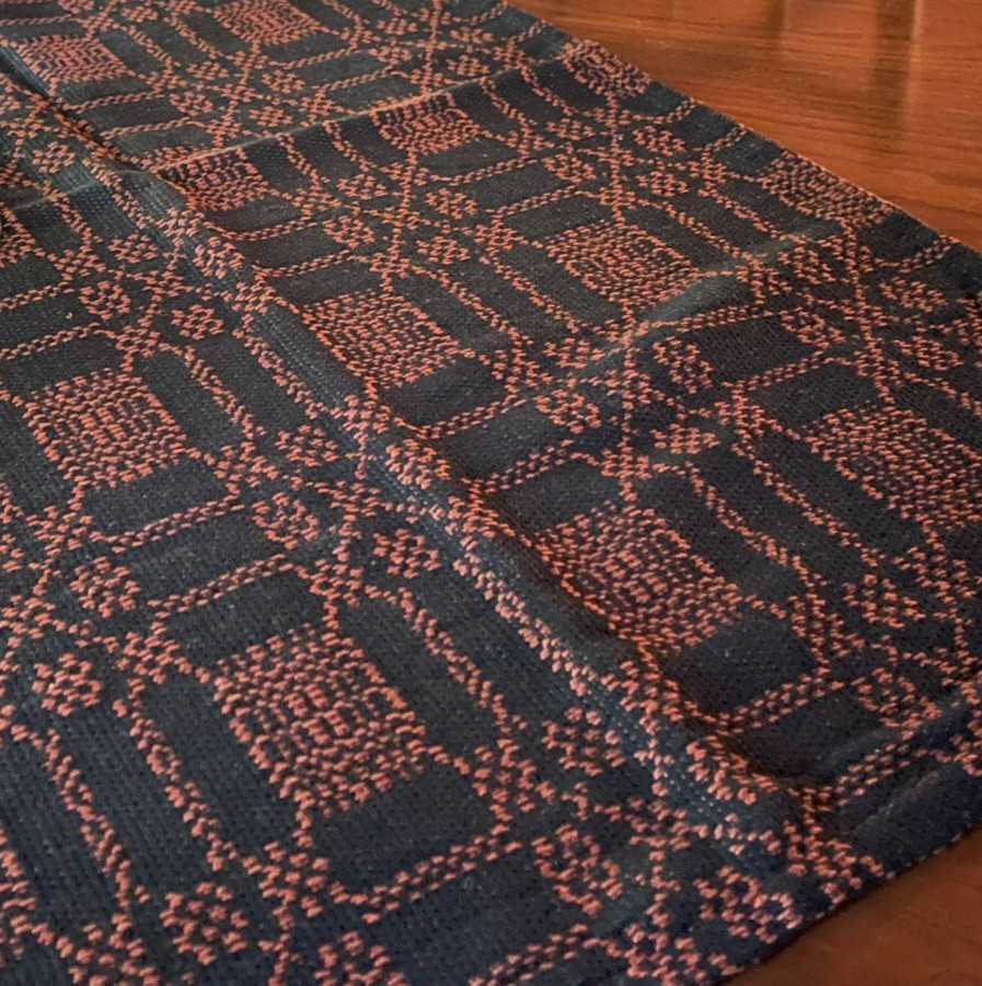 NEW PRIMITIVE PUMPKIN BLACK WOVEN TABLE RUNNER XL 72\