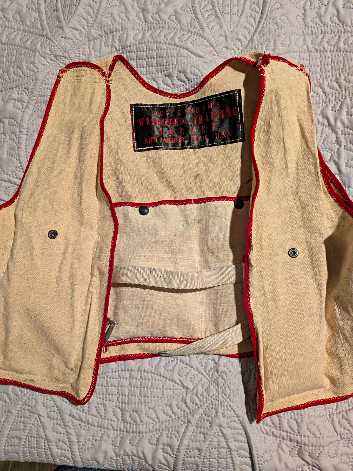 Vintage Don Canham Weighted Training Jacket Vest Canvas Ann Arbor Michigan Rare