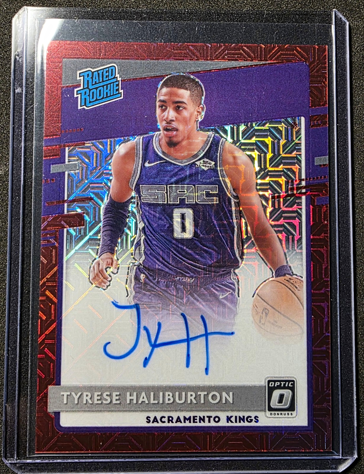 2020-21 Panini Donruss Optic Tyrese Haliburton Red Choice Mojo Prizm Auto #162