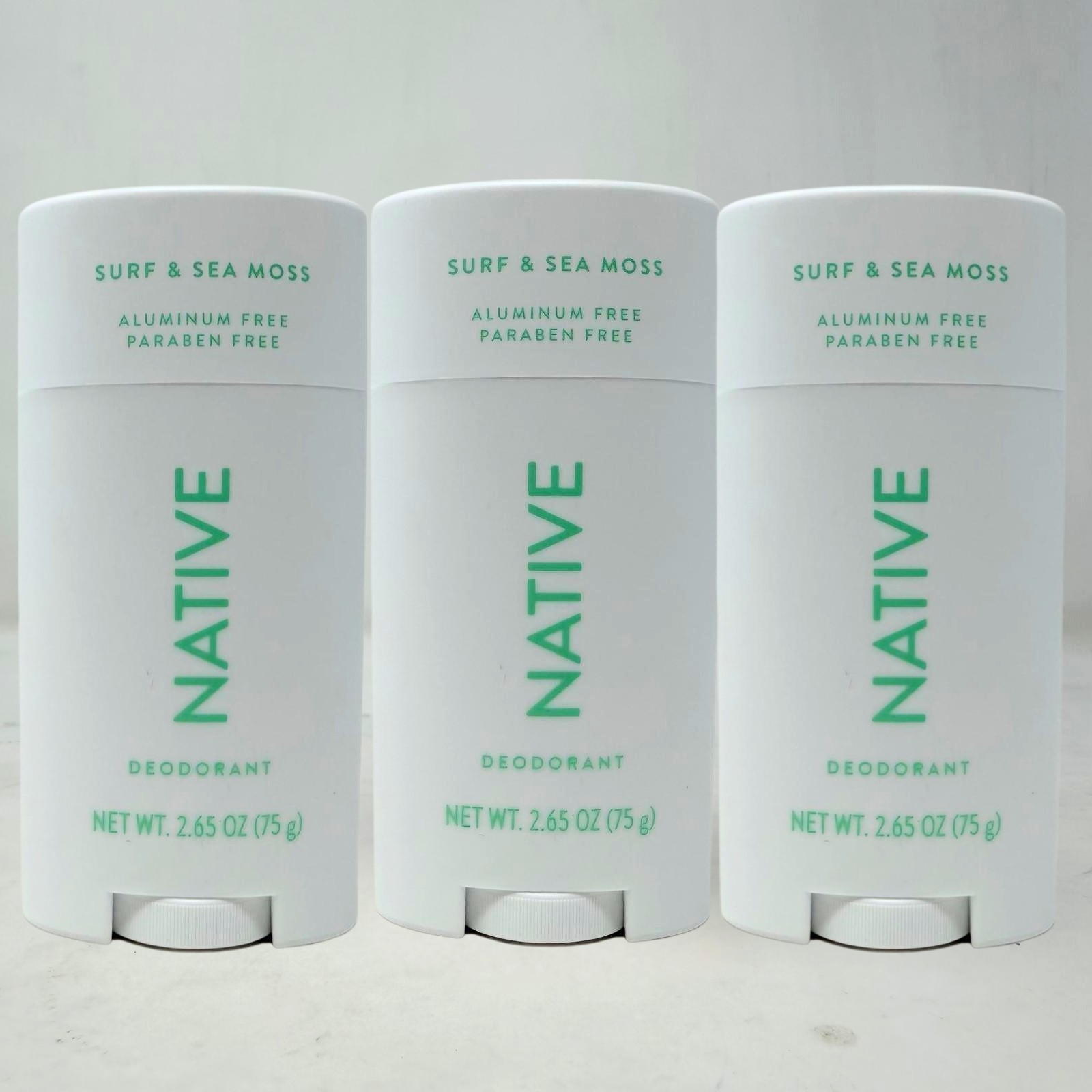 3 Pack - Native Aluminum & Paraben Free Deodorant Stick, Surf & Sea Moss, 2.65oz