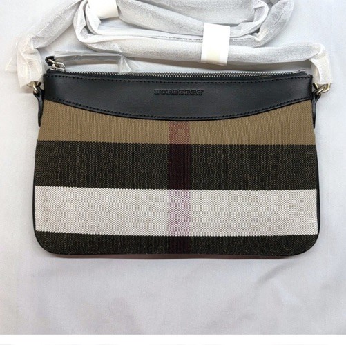 Burberry Canvas Check Peyton Crossbody Bag Womens Brown NEW Leather Trim Burberry Canvas Check Peyton Crossbody Bag Womens Brown NEW Leather Trim
