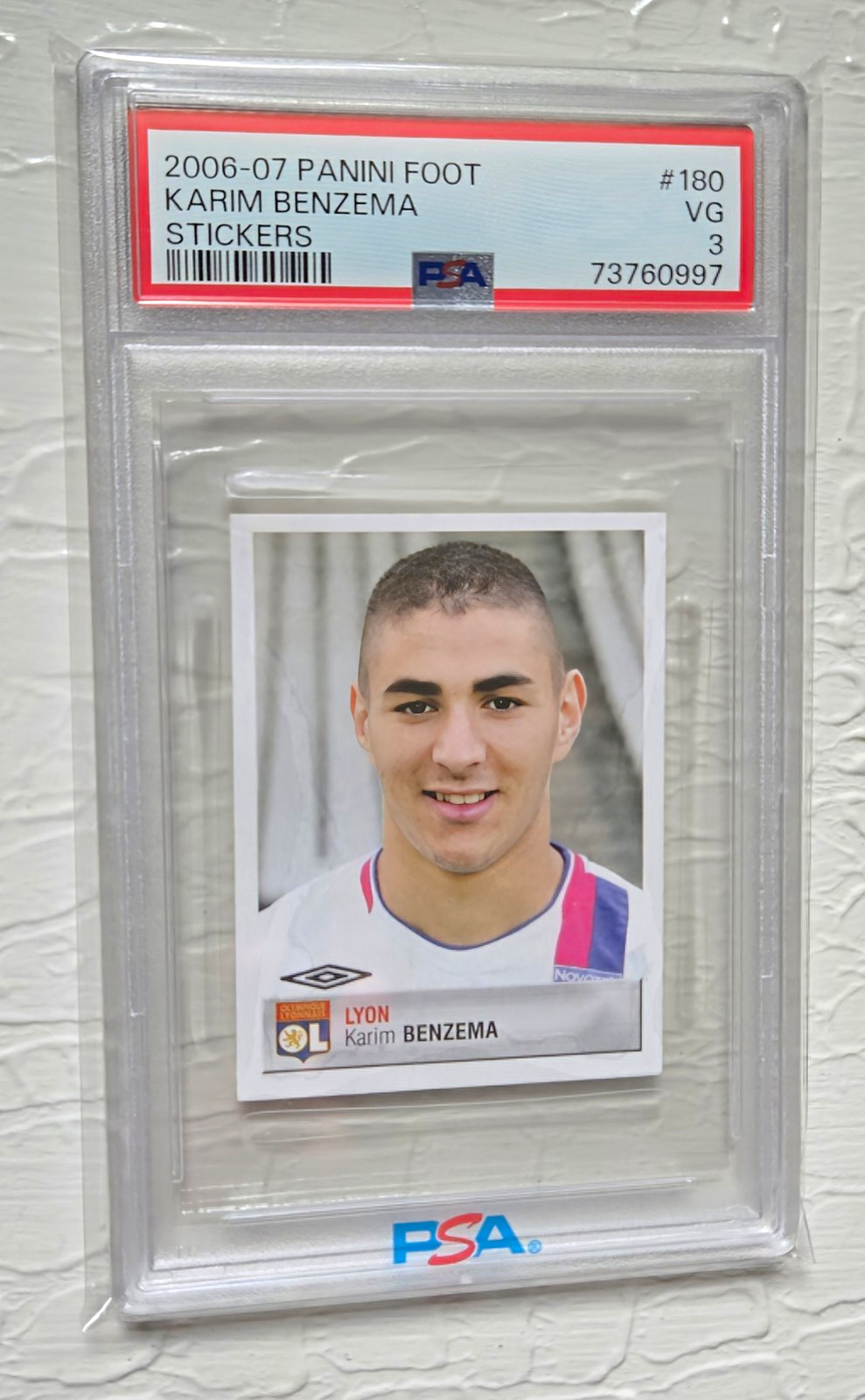2006-07 Panini Foot Stickers #180 Karim Benzema Rookie PSA 3 RC Lyon France 2006-07 Panini Foot Stickers #180 Karim Benzema Rookie PSA 3 RC Lyon France