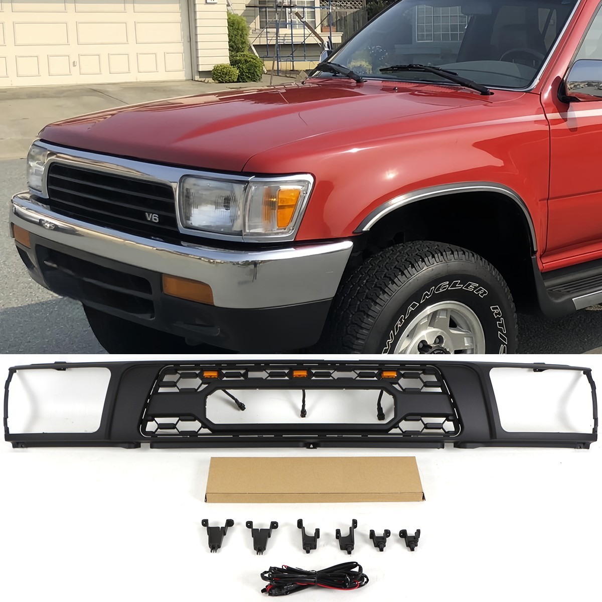 Black Front Grille Fit For Toyota 4Runner 1992 - 1995 Bumper Grill With Light Black Front Grille Fit For Toyota 4Runner 1992 - 1995 Bumper Grill With Light