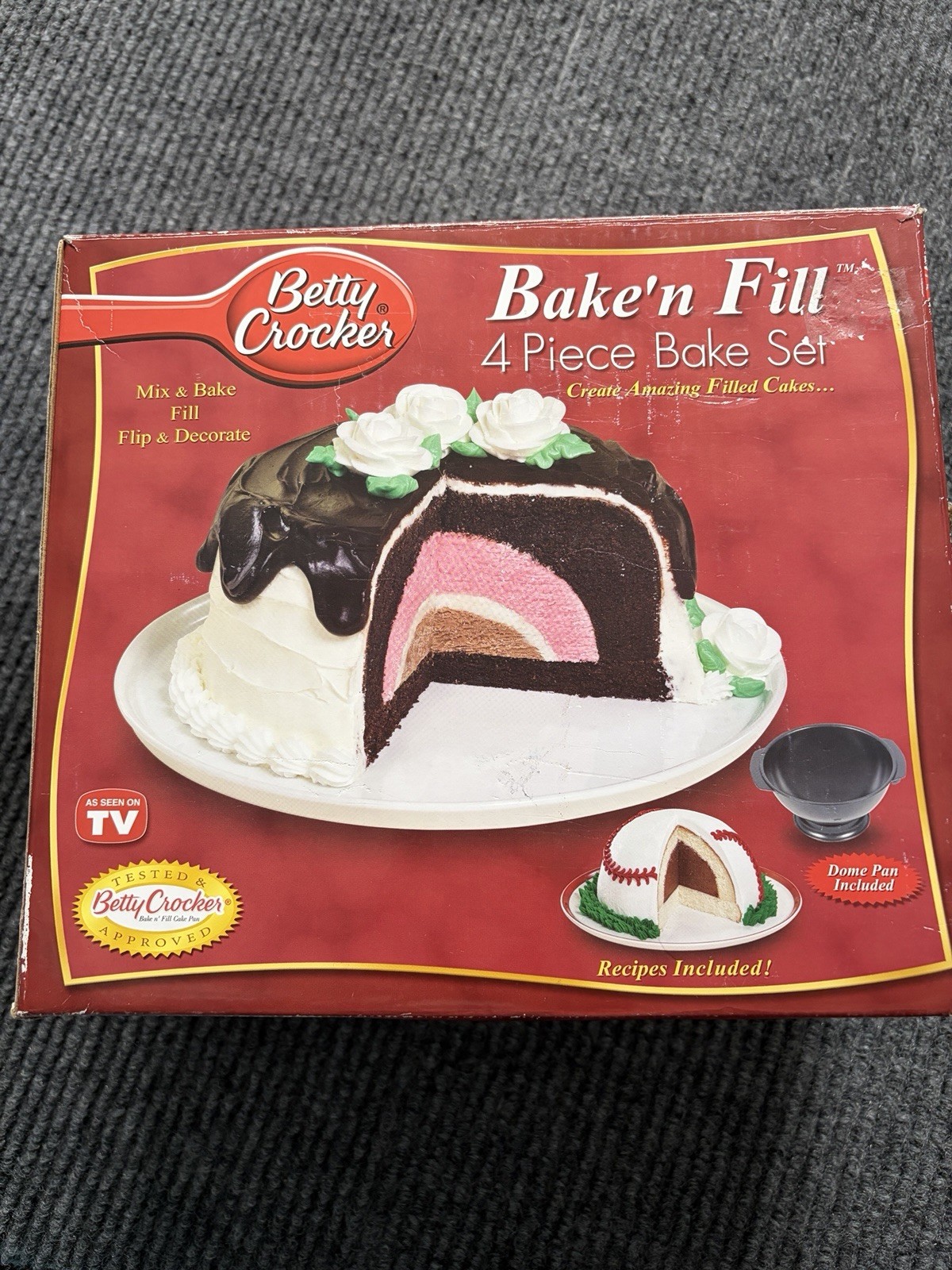 Betty Crocker Bake\'n Fill 4 Piece Cake Pan Set And Box Vintage & Recipe Book Betty Crocker Bake\'n Fill 4 Piece Cake Pan Set And Box Vintage & Recipe Book