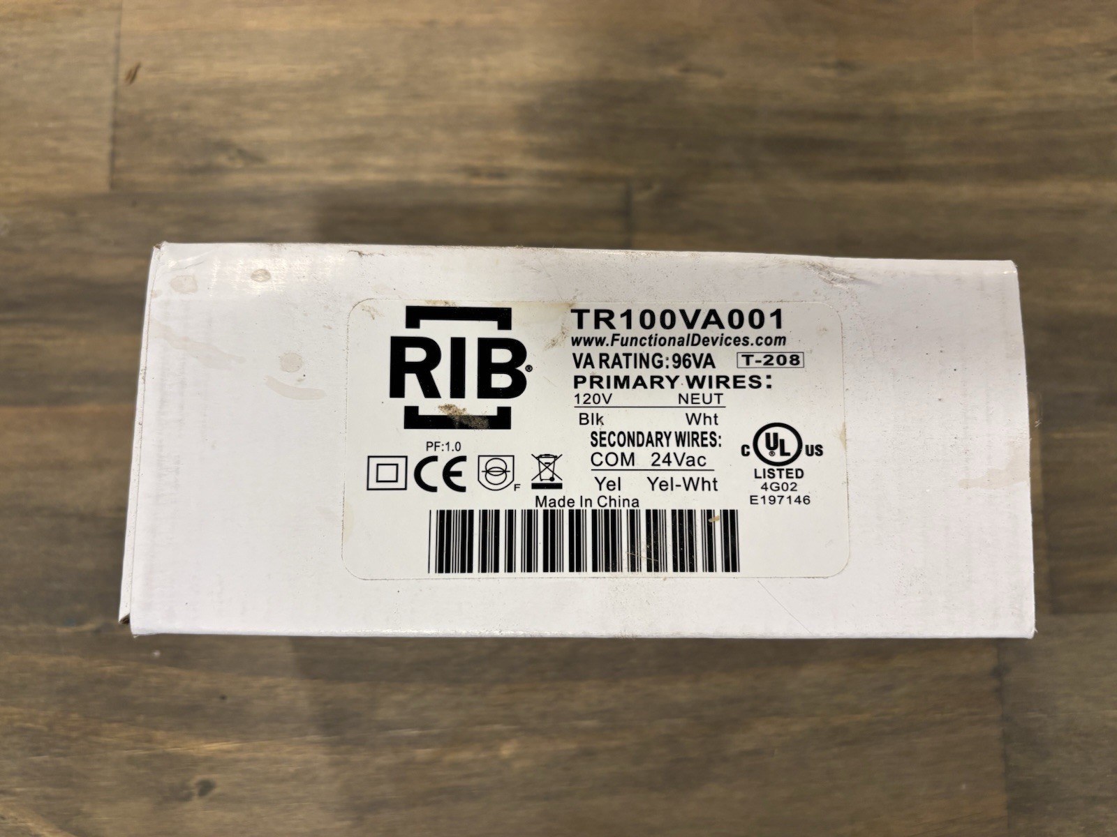 RIB TR100VA001US Class 2, 96VA Transformer, Pri: 120VAC, Sec: 24VAC - NEW