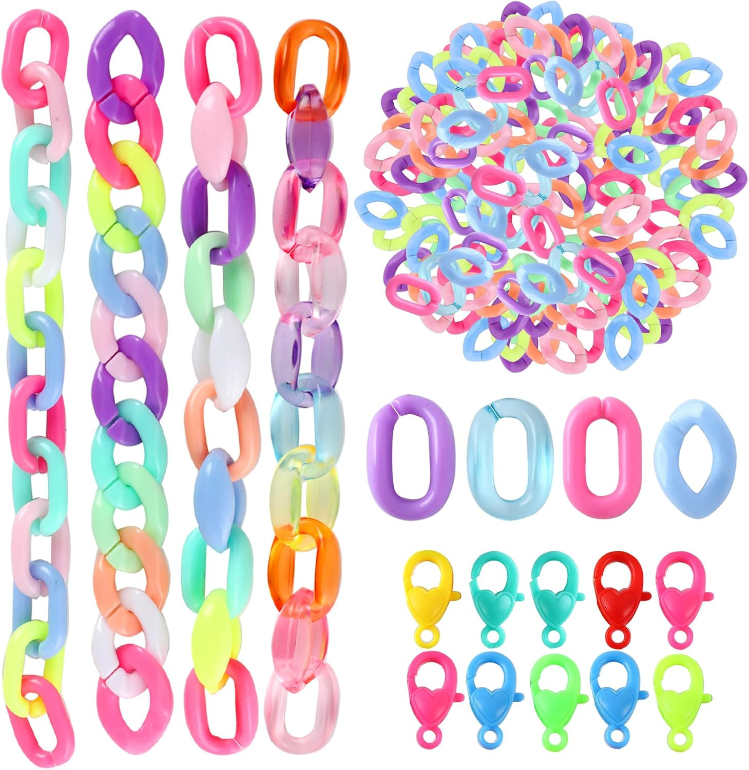 410PCS Acrylic Linking Rings Connector, Assorted Color Open Link Ring