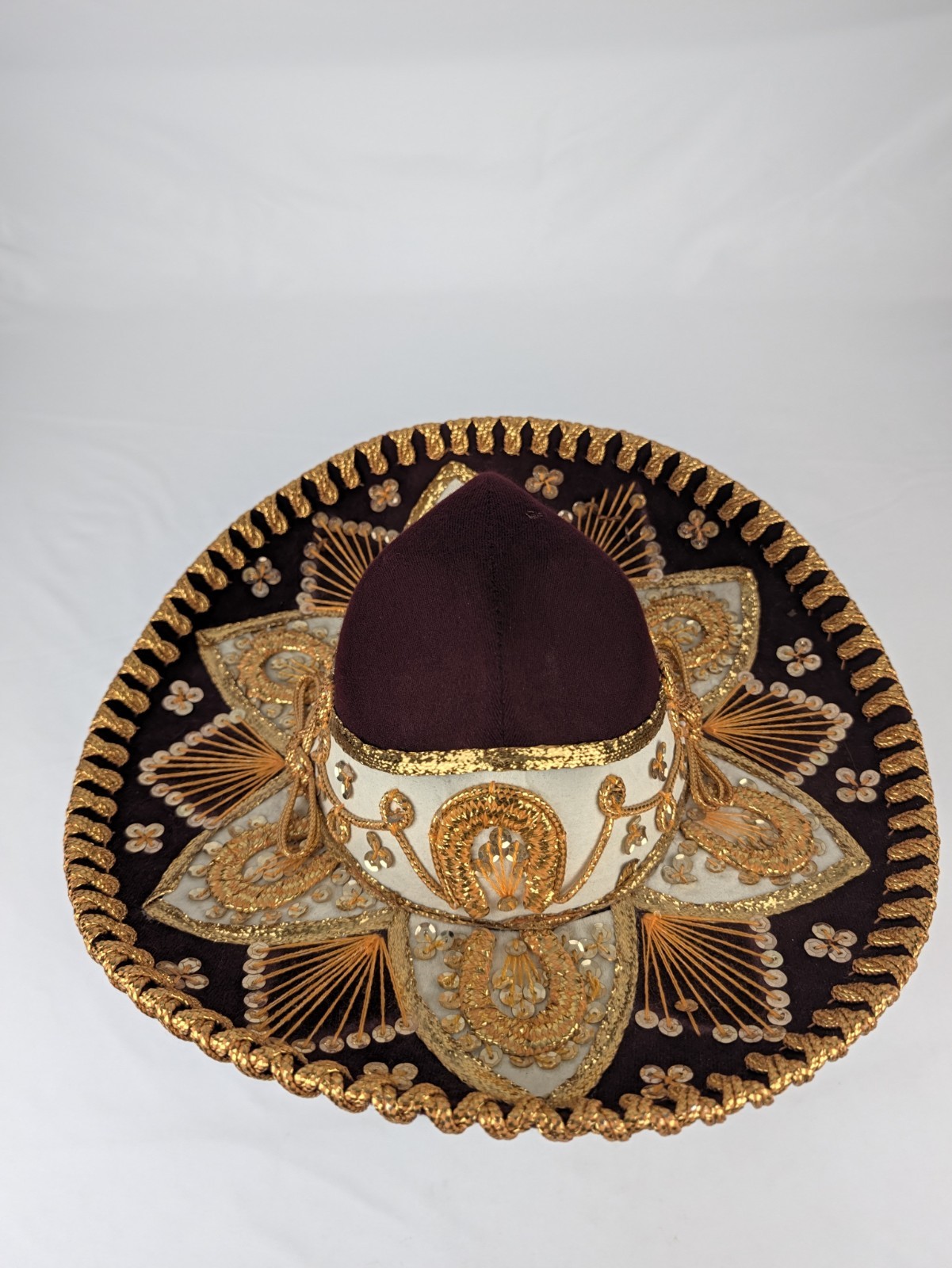 Youth Pegalle Xx Authentic Mexican Mariachi Sombrero Maroon Gold- 6 1/4 By 7 Youth Pegalle Xx Authentic Mexican Mariachi Sombrero Maroon Gold- 6 1/4 By 7