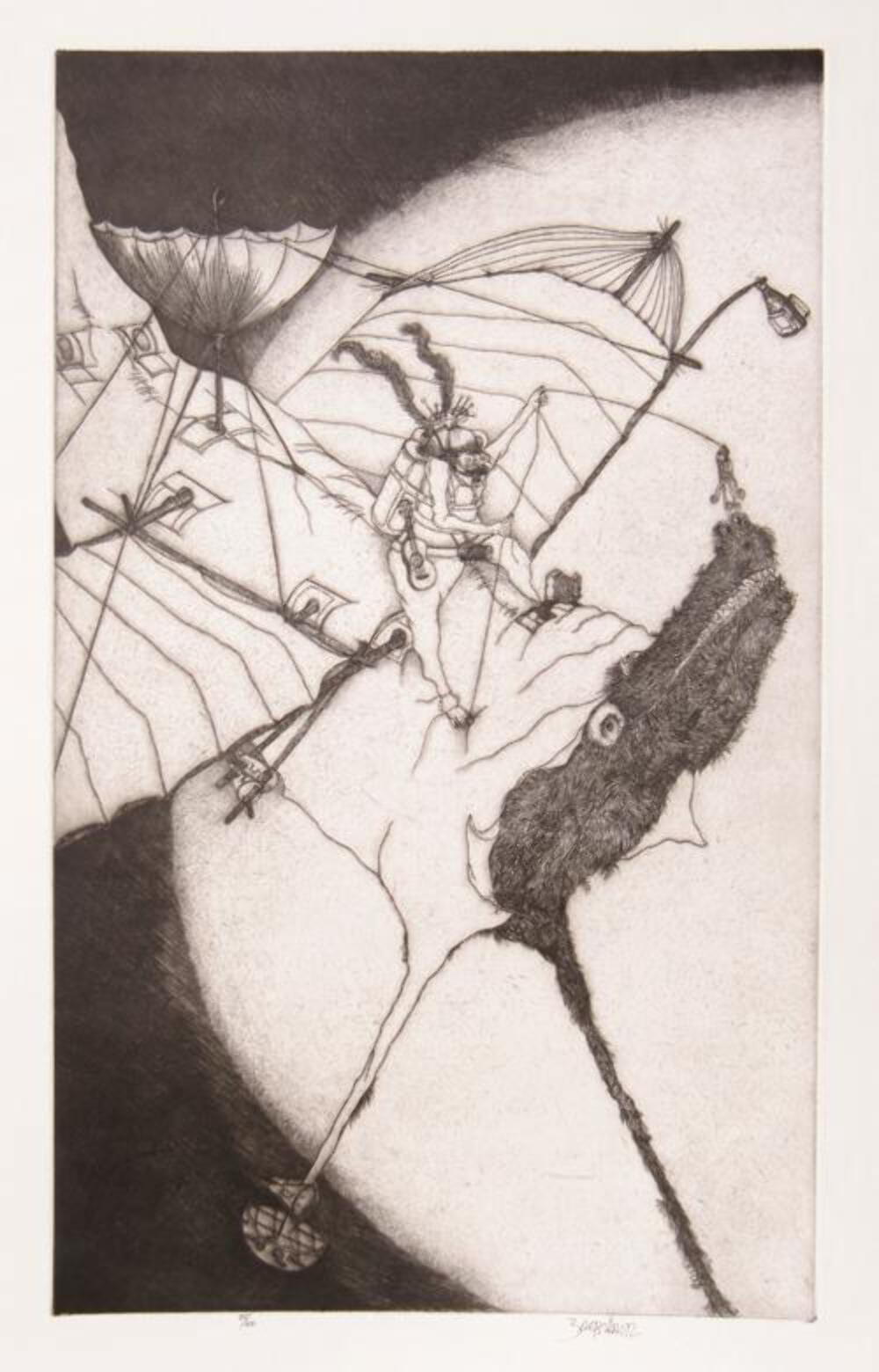 Julio Zachrisson, Astronauta Subdesarrollado, Etching, signed in pencil