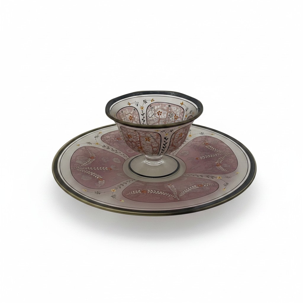 Vintage Hand Painted And Sterling Decorated Bowl and Platter