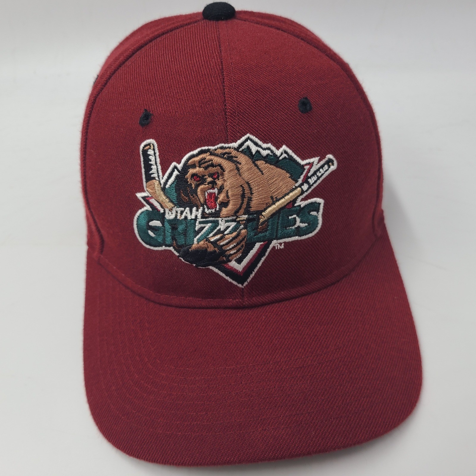 Utah Grizzlies Hat Fitted 7 Zephyr Maroon ECHL AHL IHL Hockey Wool Blend Men