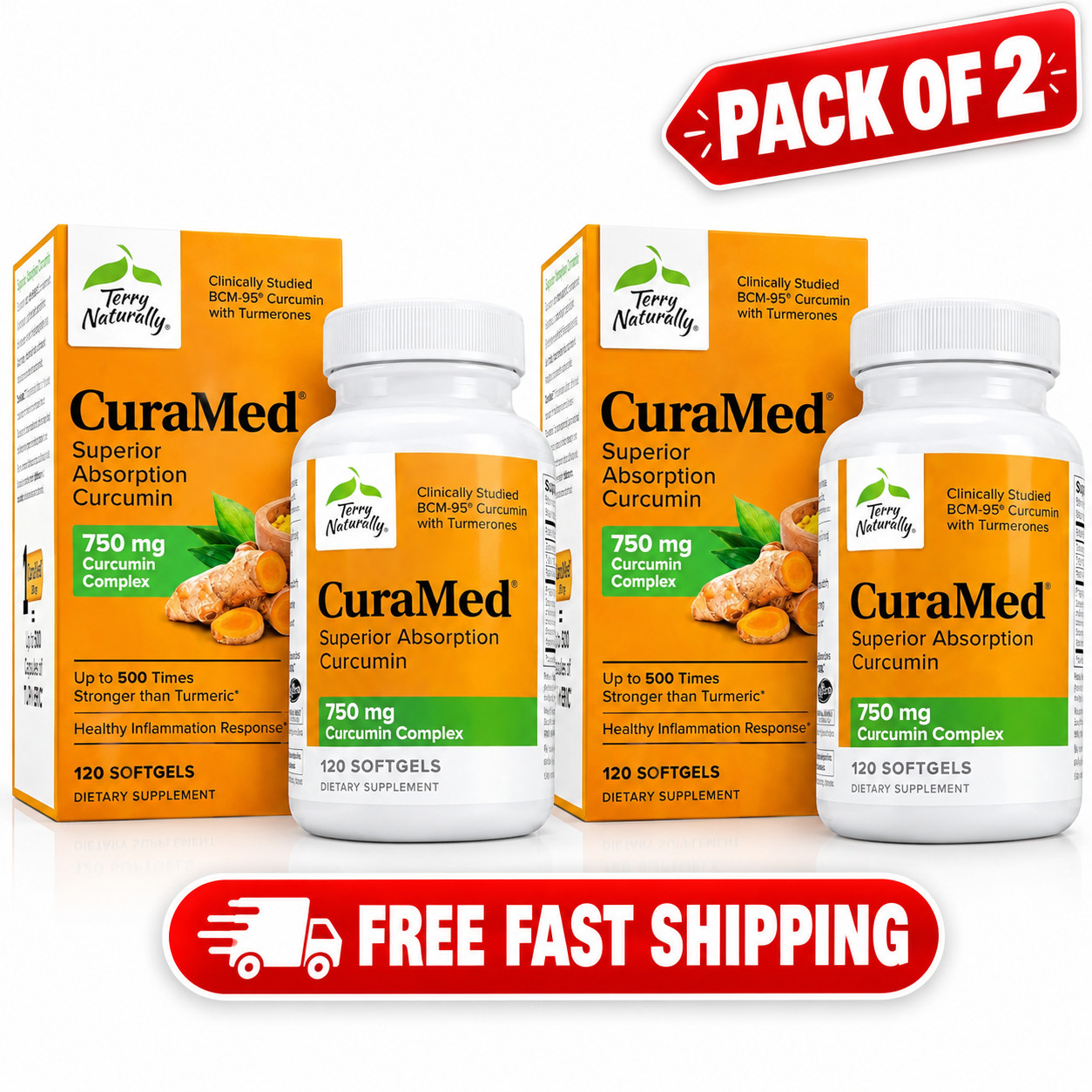 2Packs Terry Naturally CuraMed Superior Absorption 750mg - 240 Count- Exp 12/29