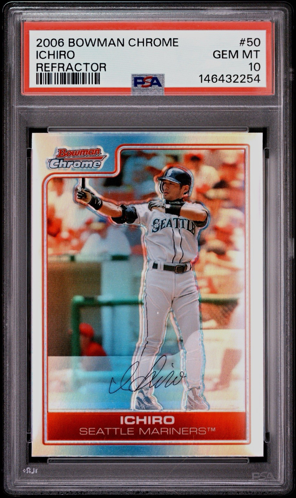 2006 Topps Bowman Chrome Ichiro Suzuki Mariners #50 Refractor PSA 10 - POP 13 2006 Topps Bowman Chrome Ichiro Suzuki Mariners #50 Refractor PSA 10 - POP 13