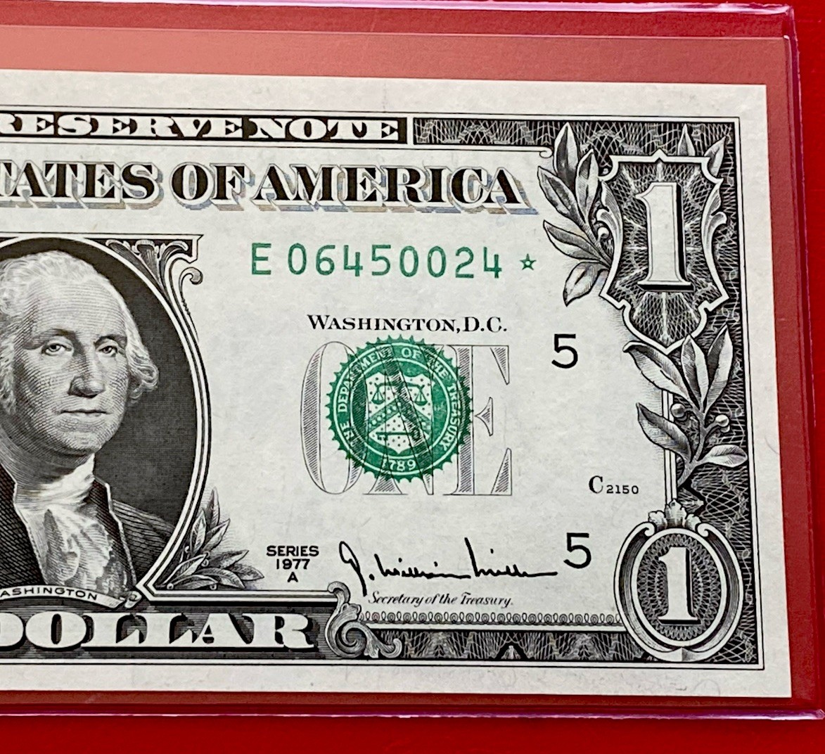 1977-A STAR NOTE $1 DOLLAR BILL ( RICHMOND E ) UNCIRCULATED 1977-A STAR NOTE $1 DOLLAR BILL ( RICHMOND E ) UNCIRCULATED
