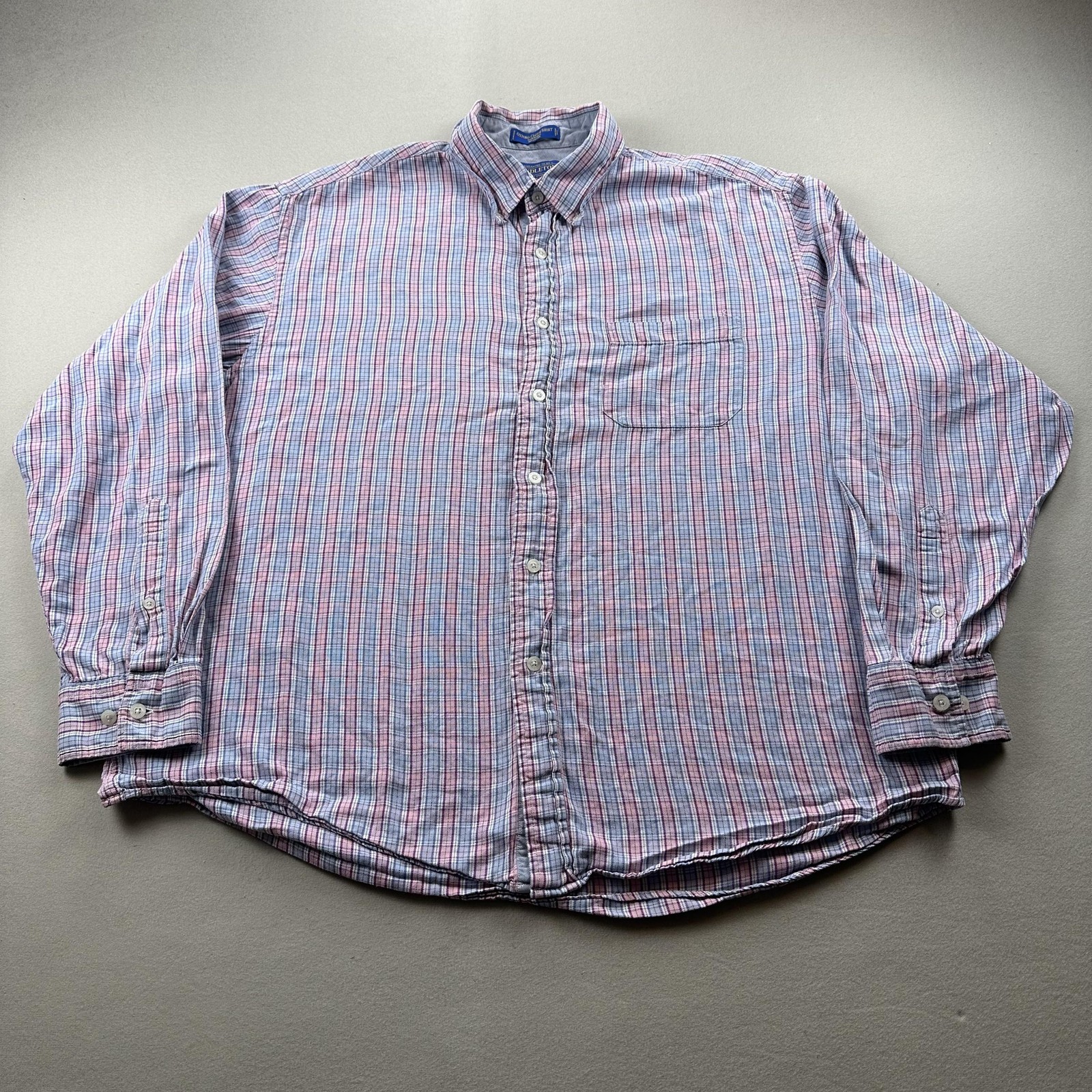 Pendleton Oxford Cloth Shirt Mens XL Blue Plaid Button Down Long Sleeve Casual