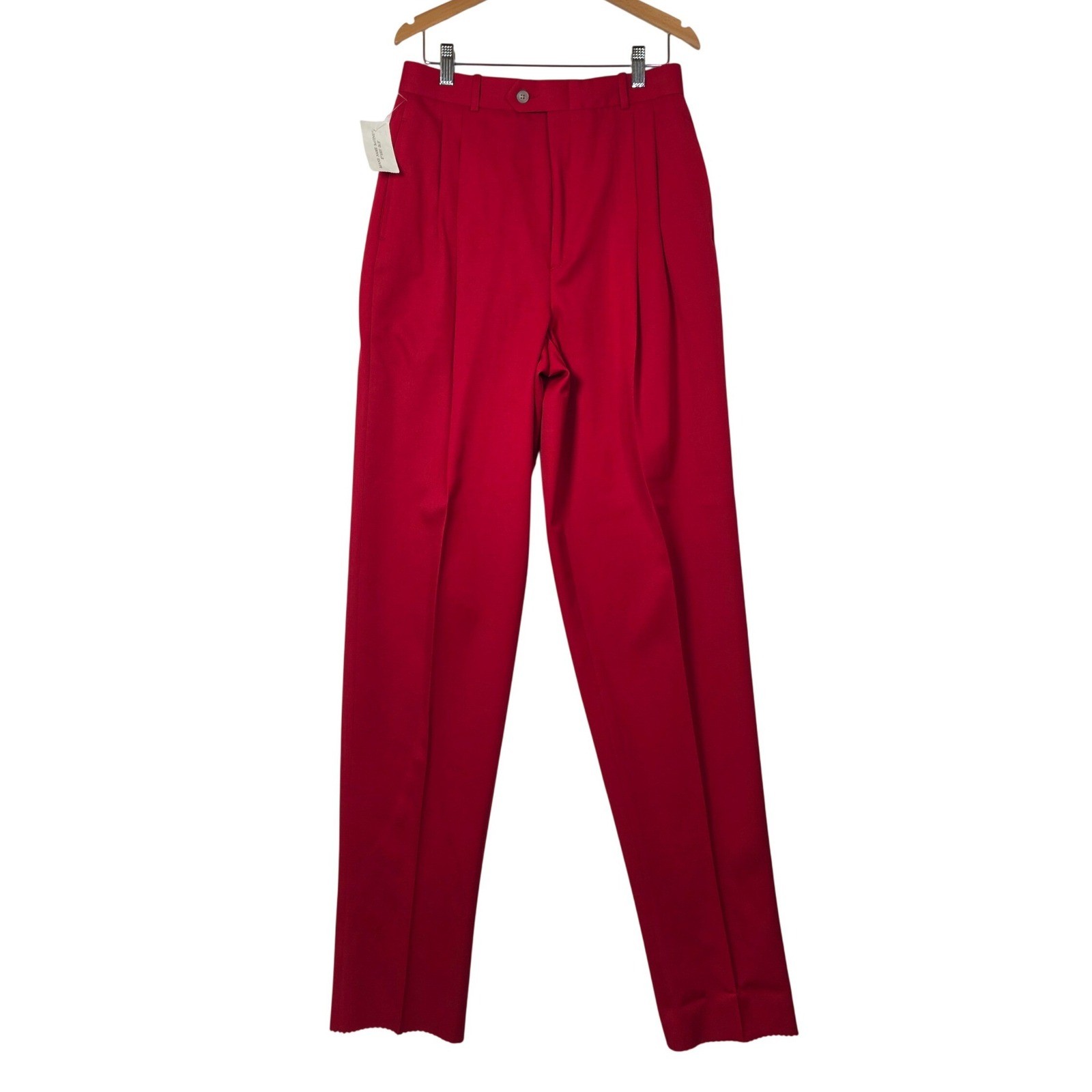 Vintage Barry Bricken Womens 10 Red Wool Pants NWT USA Unhemmed Deadstock